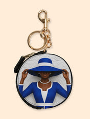 Blue Crowned Circular Coin Pouch Bag Charm QR0TV282