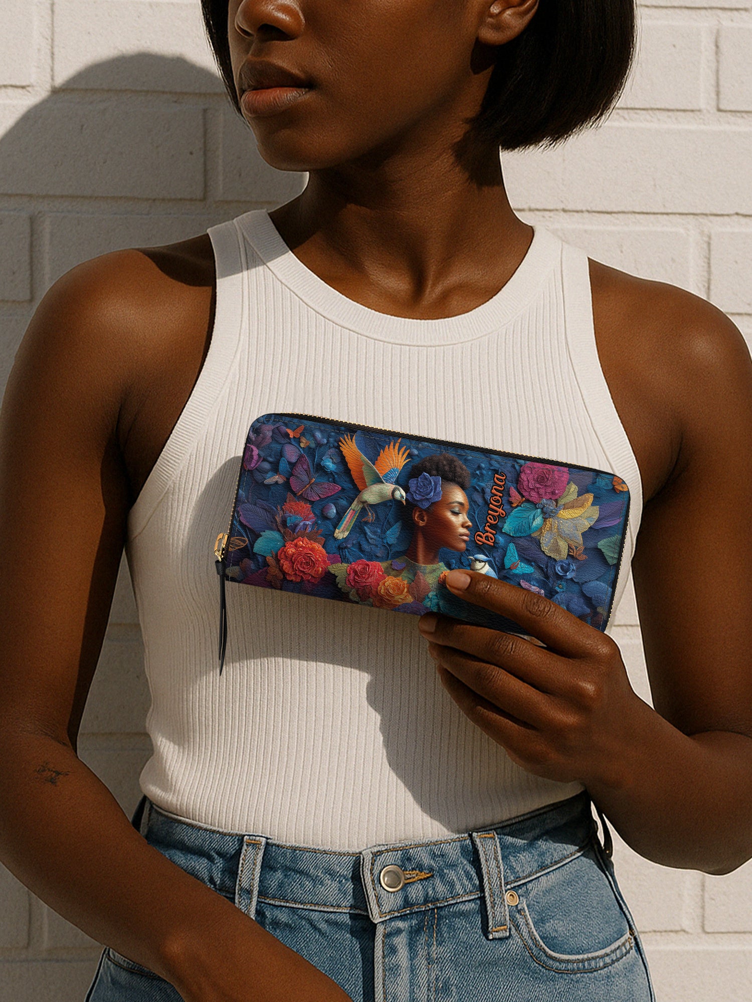 Blue Garden Slimline Zippy Wallet