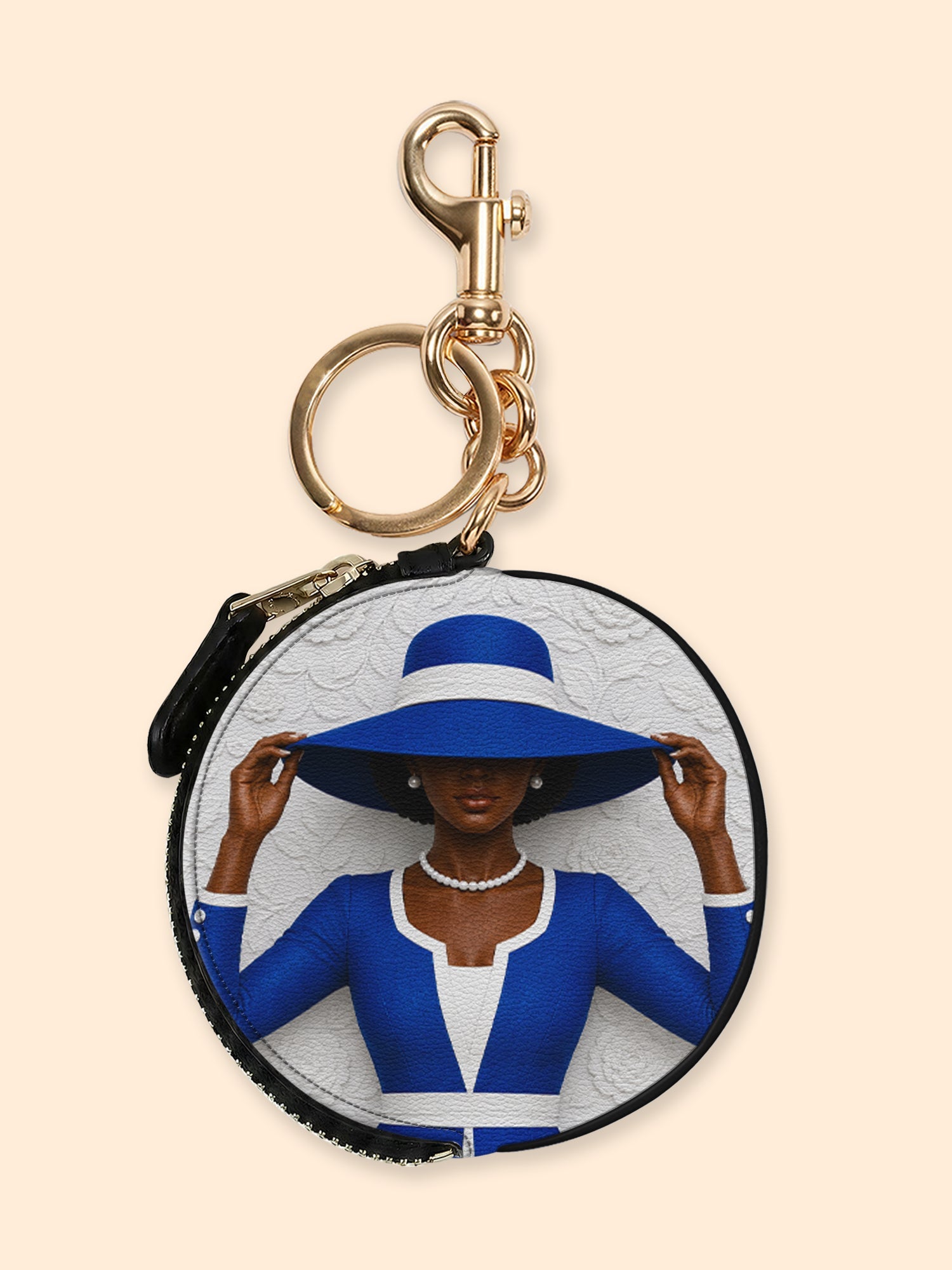 🎁 Blue Crowned Circular Coin Pouch Bag Charm QR0TV282 (100% off)