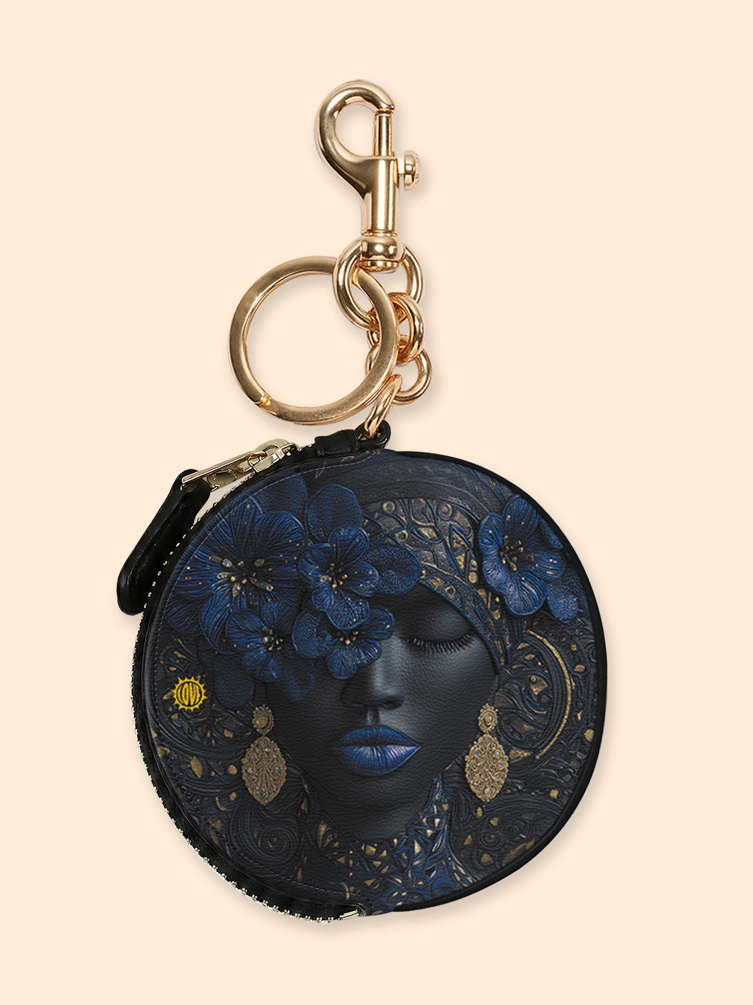 Midnight Bluebonnet Circular Coin Pouch Bag Charm QR0XD292