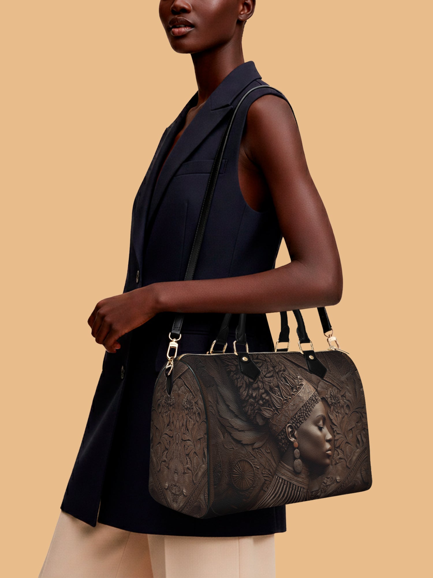Back To Africa V2 Leather Boston Bag QR0XD731