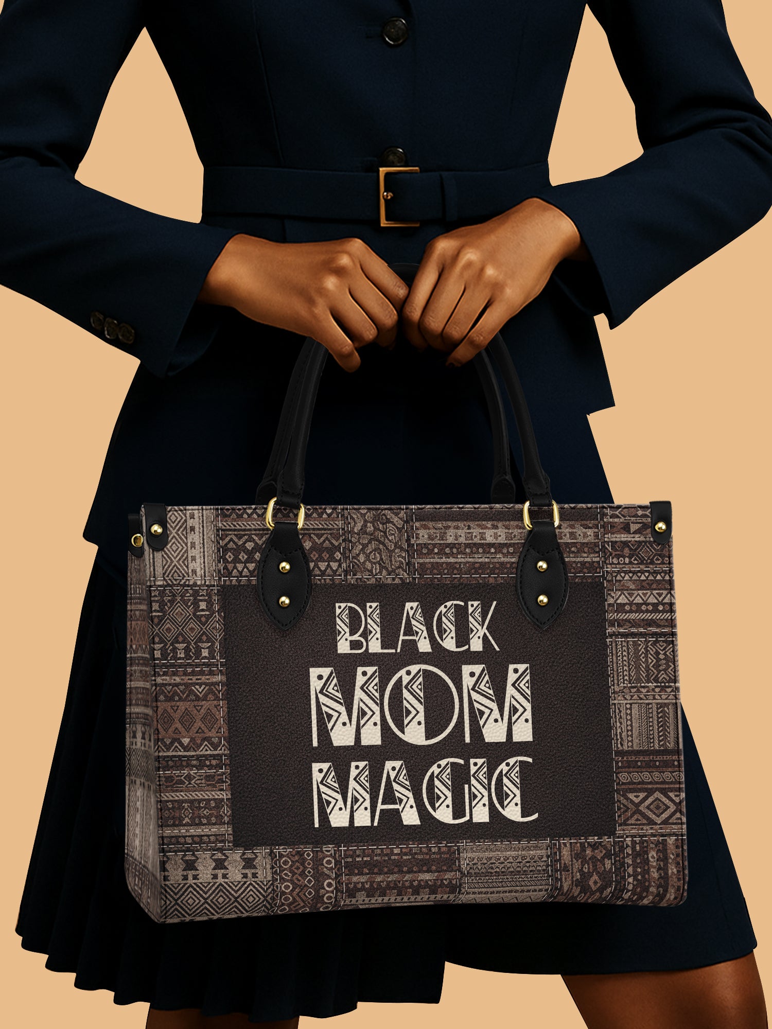 Black Mom Magic Premium Leather Handbag QR0HH205