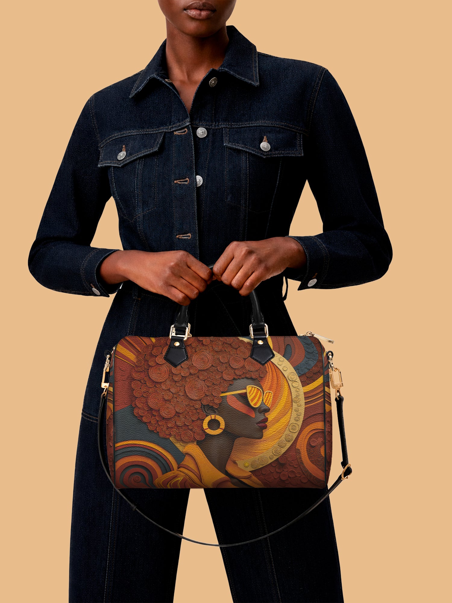 Royal Vision Leather Boston Bag QR0TD313