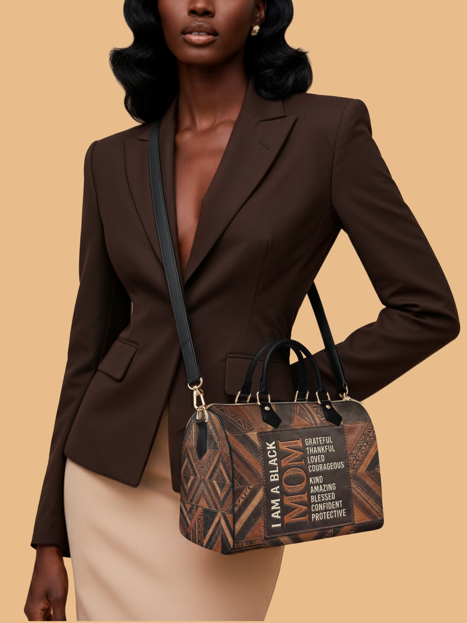 Black Mom Pride Leather Boston Bag QR0TV273