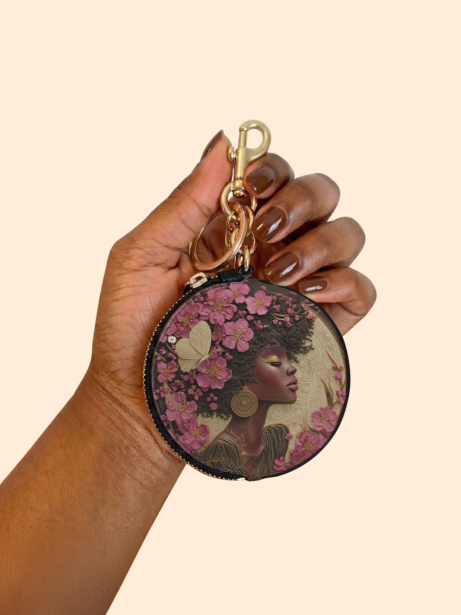 Addis Ababa Circular Coin Pouch Bag Charm QR0HH017