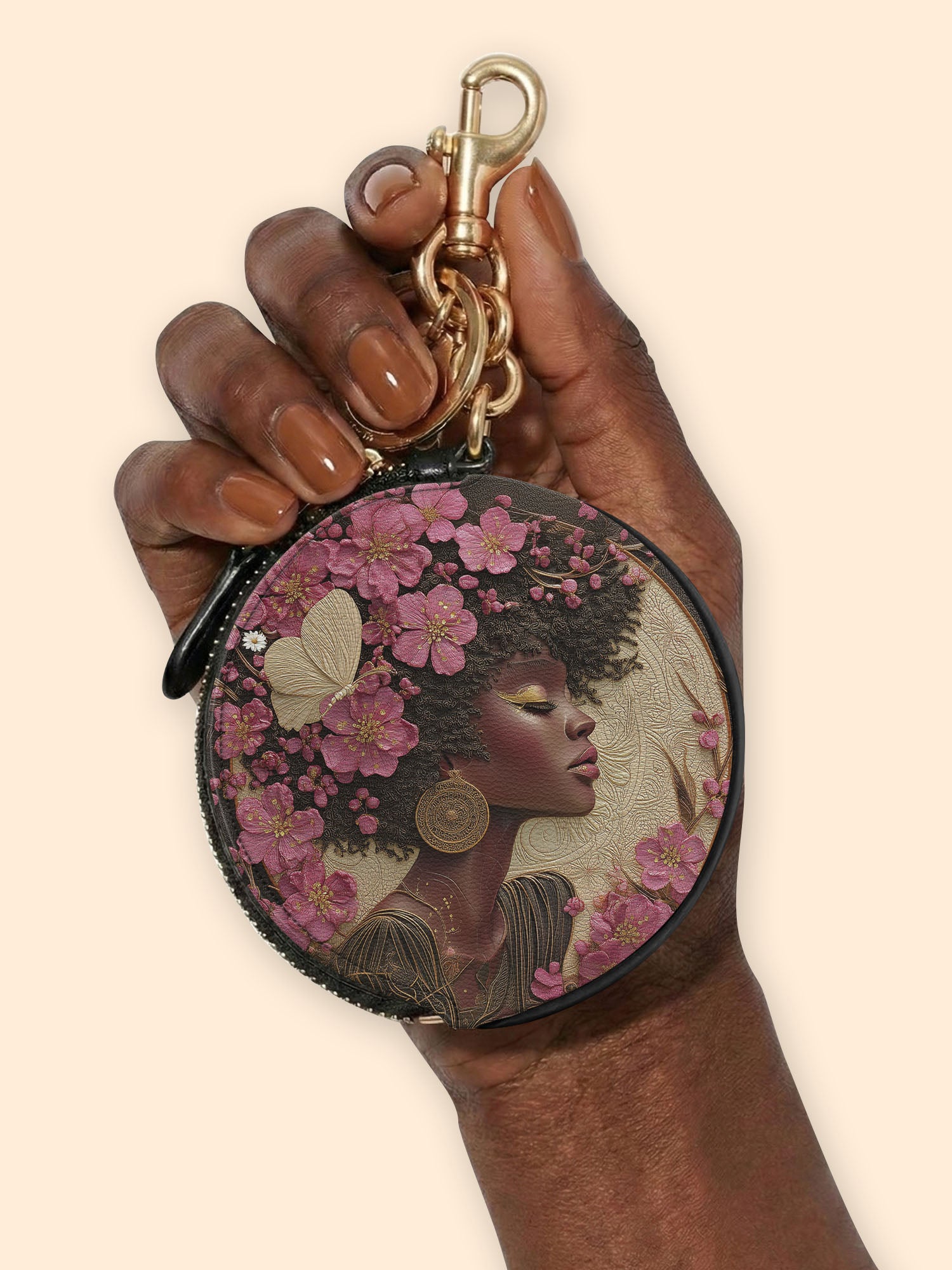 Addis Ababa Circular Coin Pouch Bag Charm QR0HH017