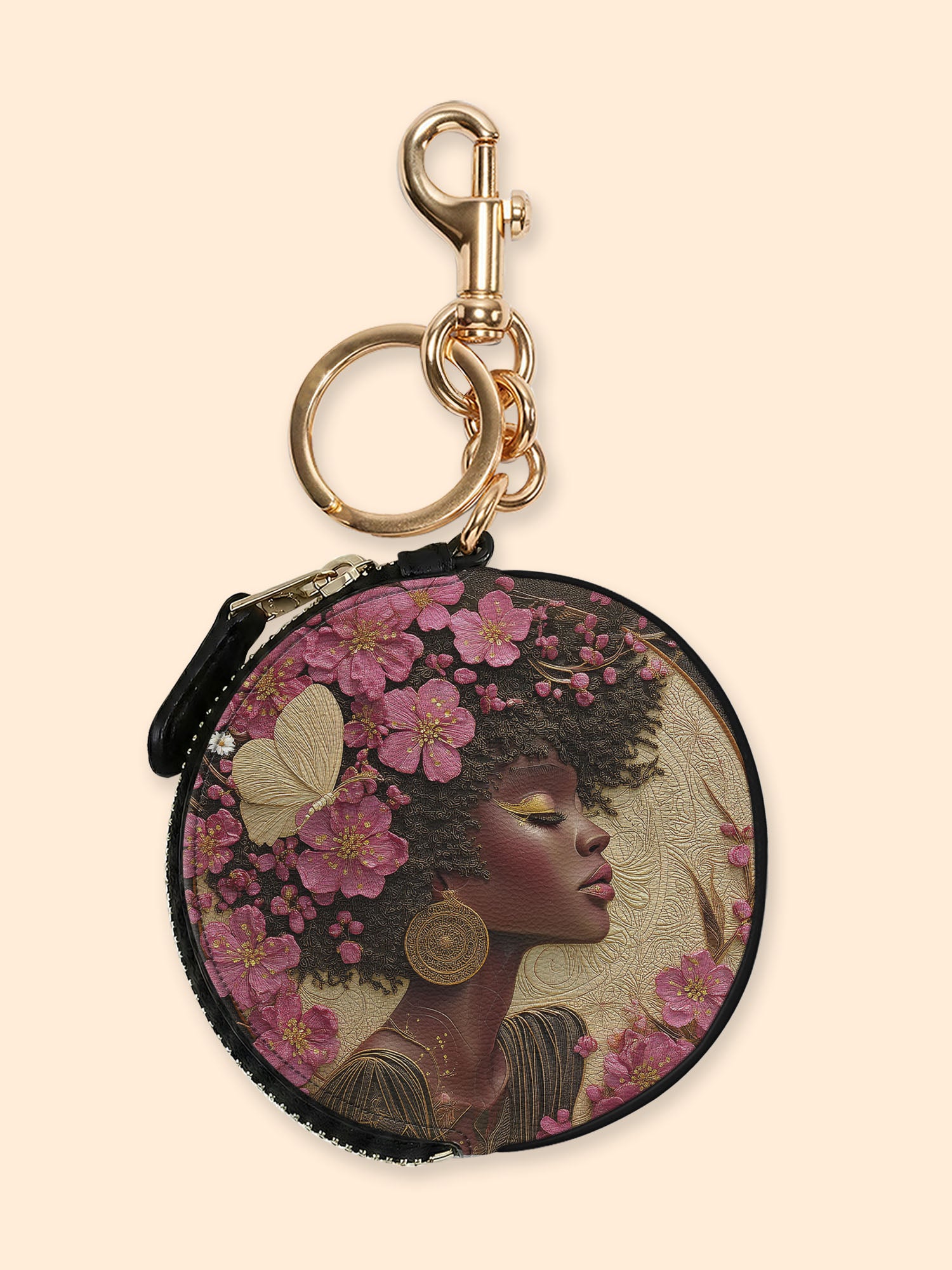 Addis Ababa Circular Coin Pouch Bag Charm QR0HH017