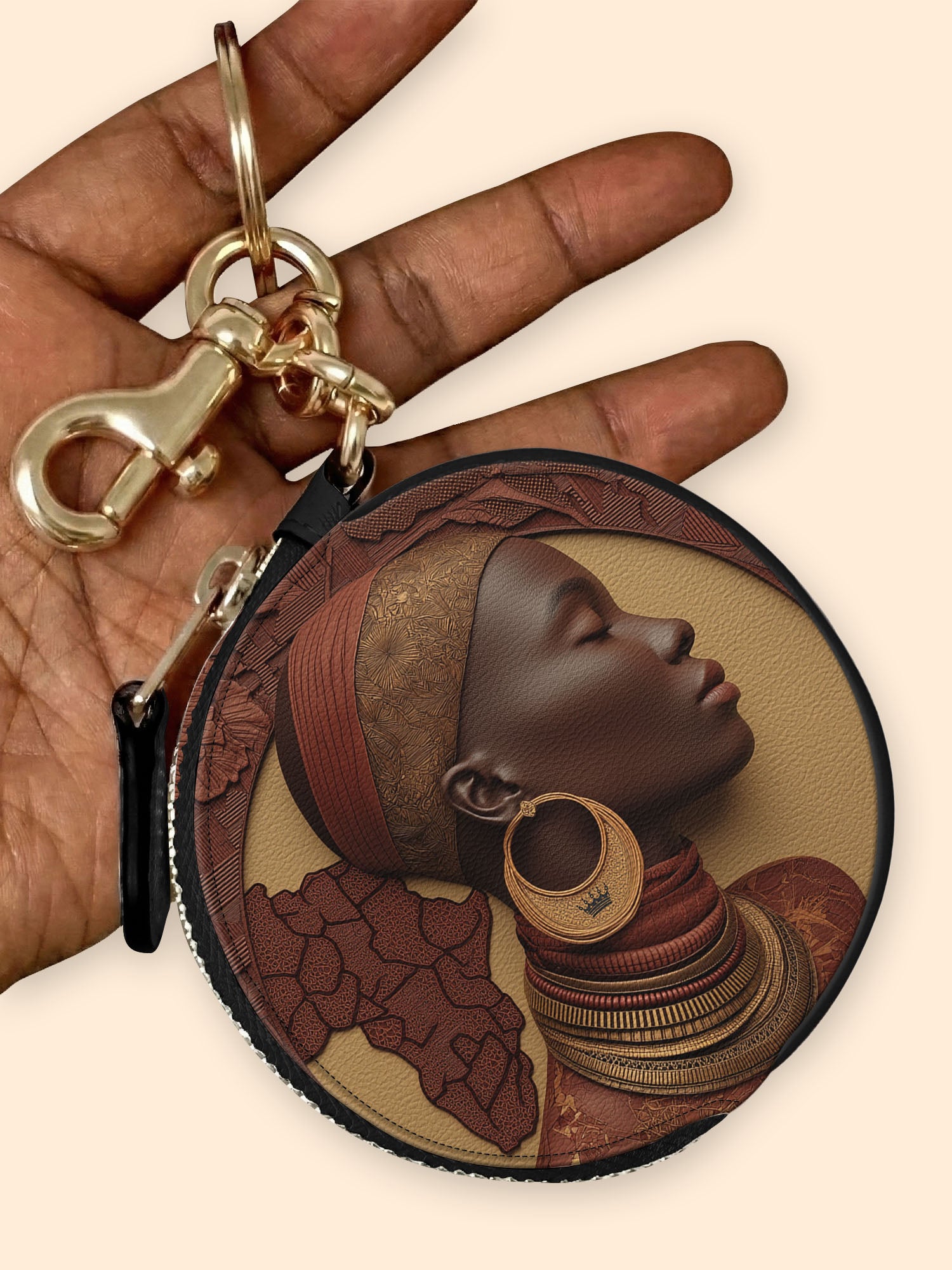 Afri Soul Circular Coin Pouch Bag Charm QR0TD420