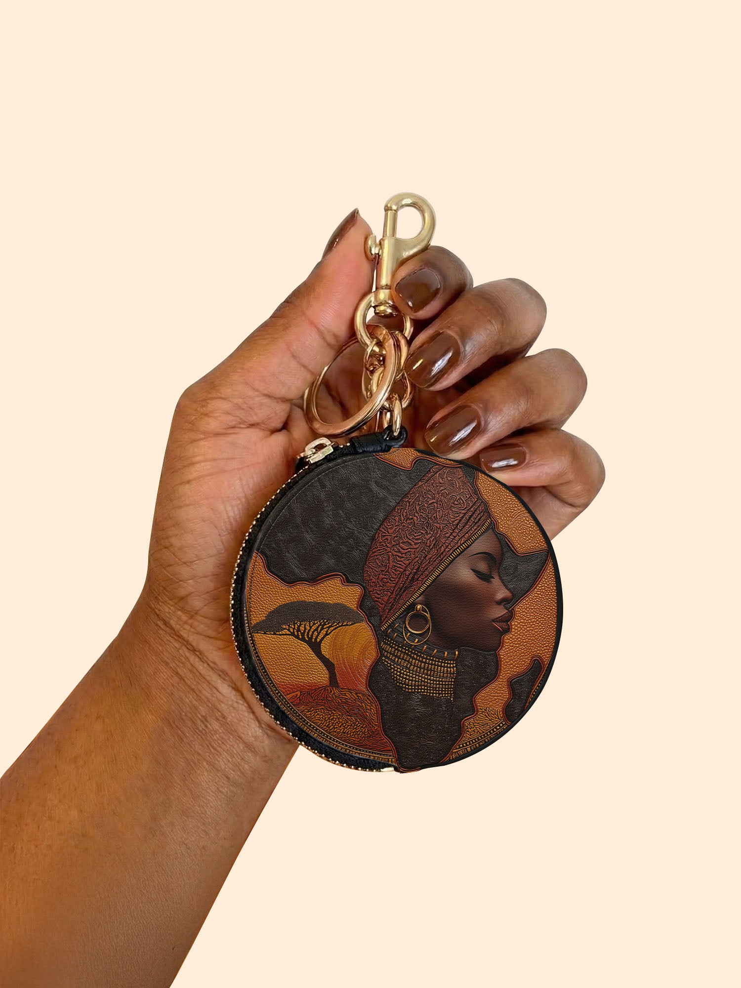 Africa Essence Circular Coin Pouch Bag Charm QR0TD168