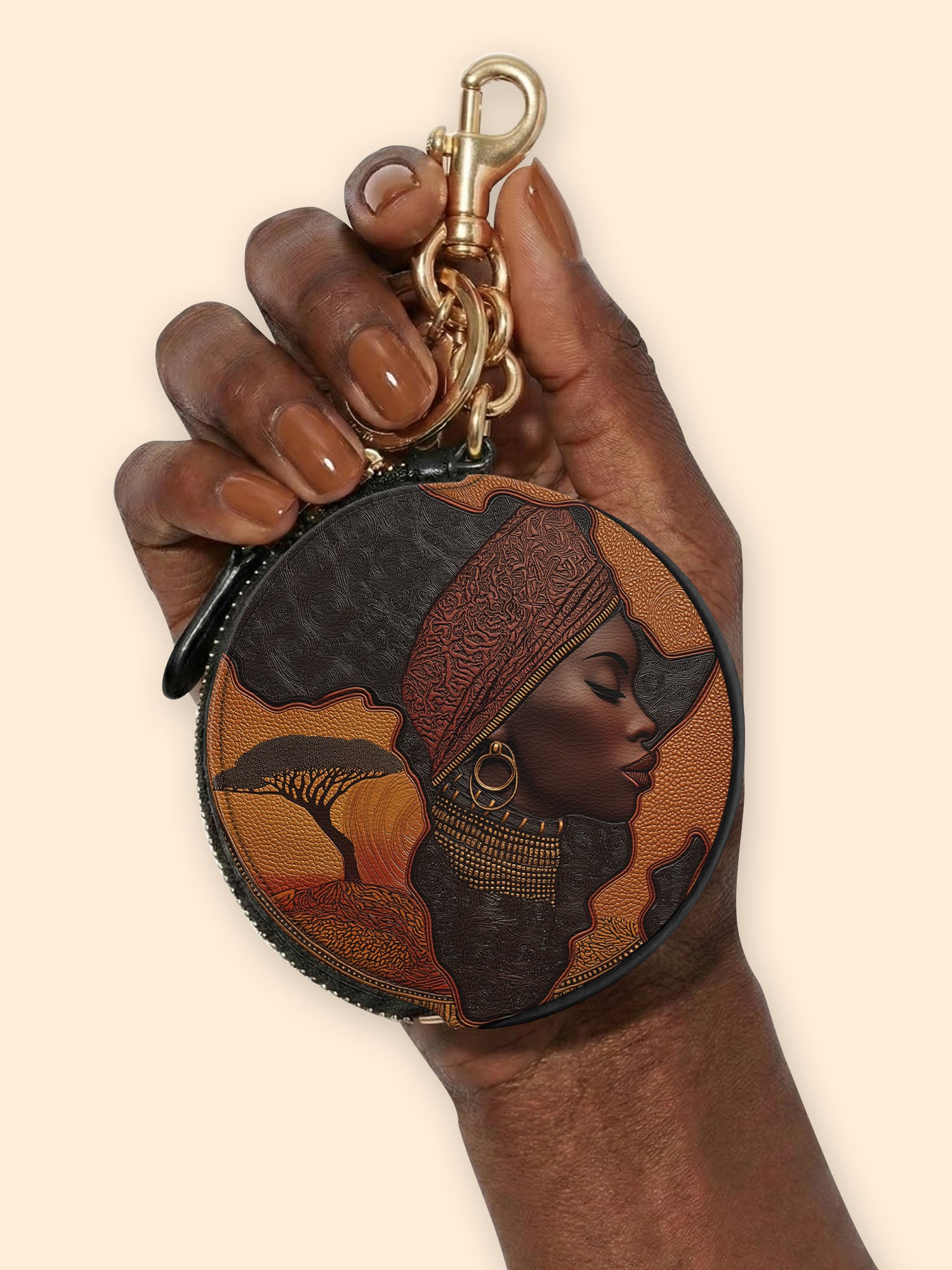 Africa Essence Circular Coin Pouch Bag Charm QR0TD168