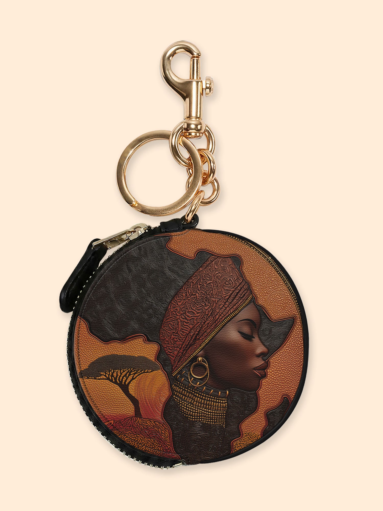 Africa Essence Circular Coin Pouch Bag Charm QR0TD168