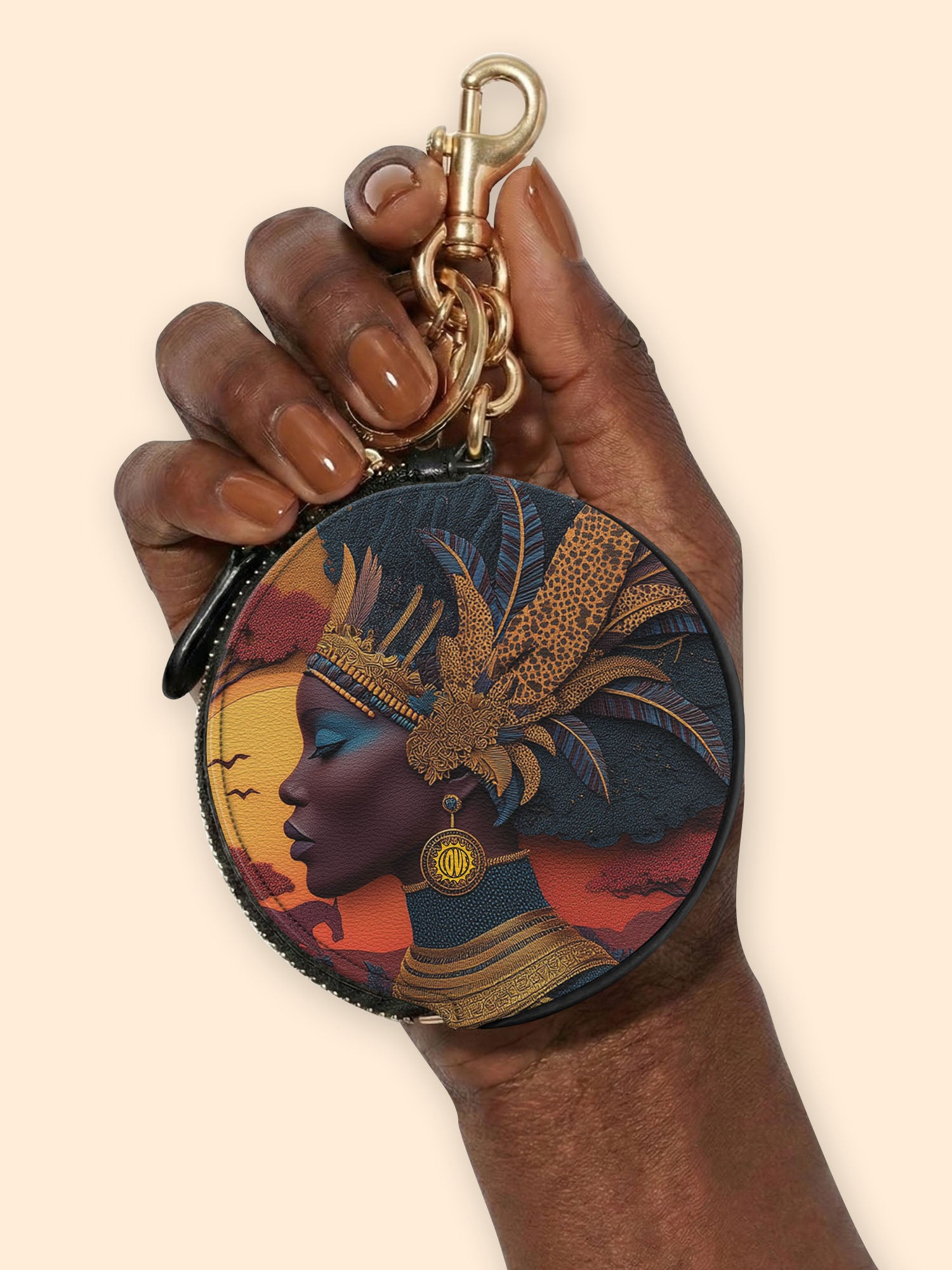 African Aspirations Circular Coin Pouch Bag Charm QR0HH057