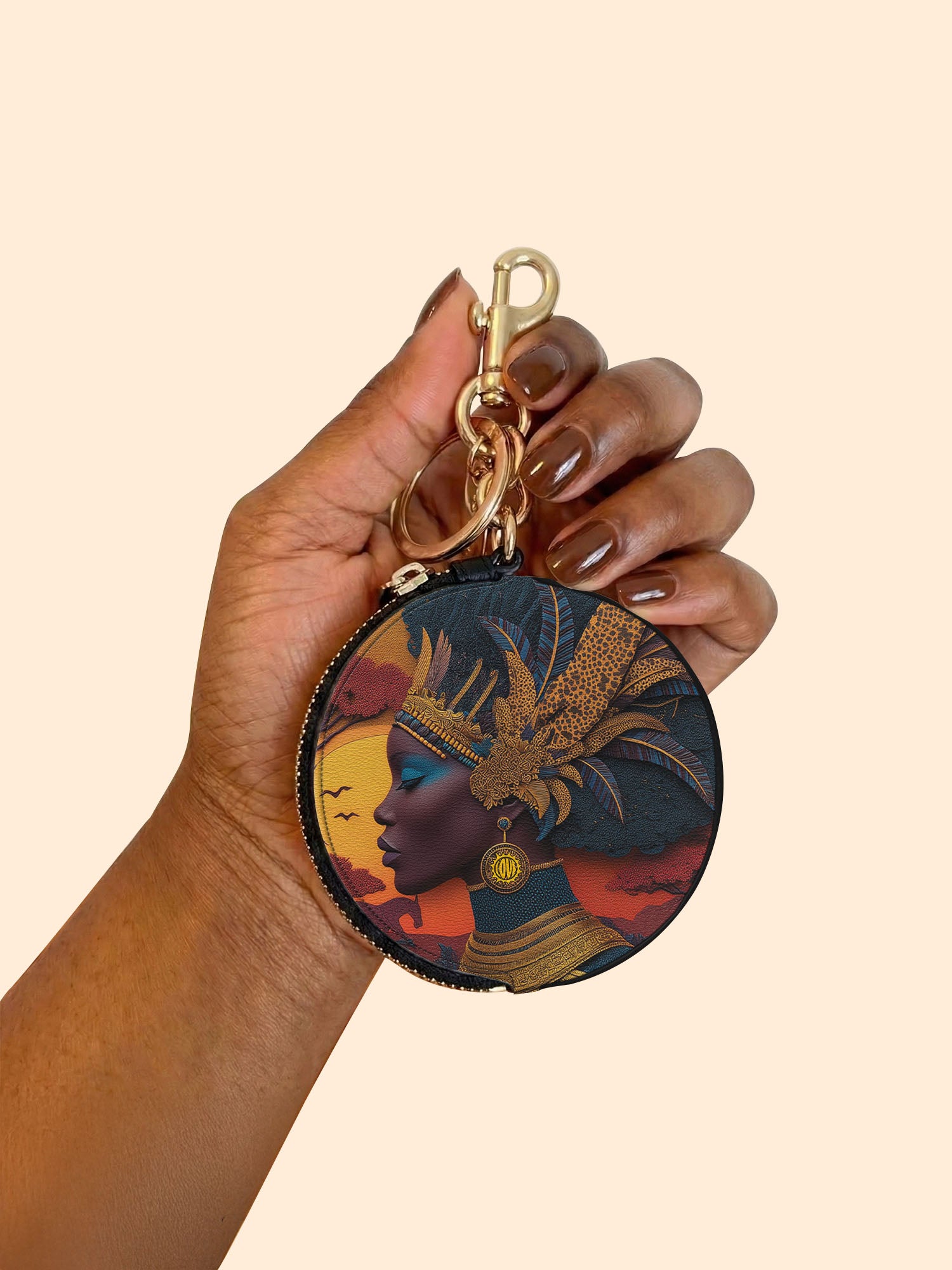 African Aspirations Circular Coin Pouch Bag Charm QR0HH057