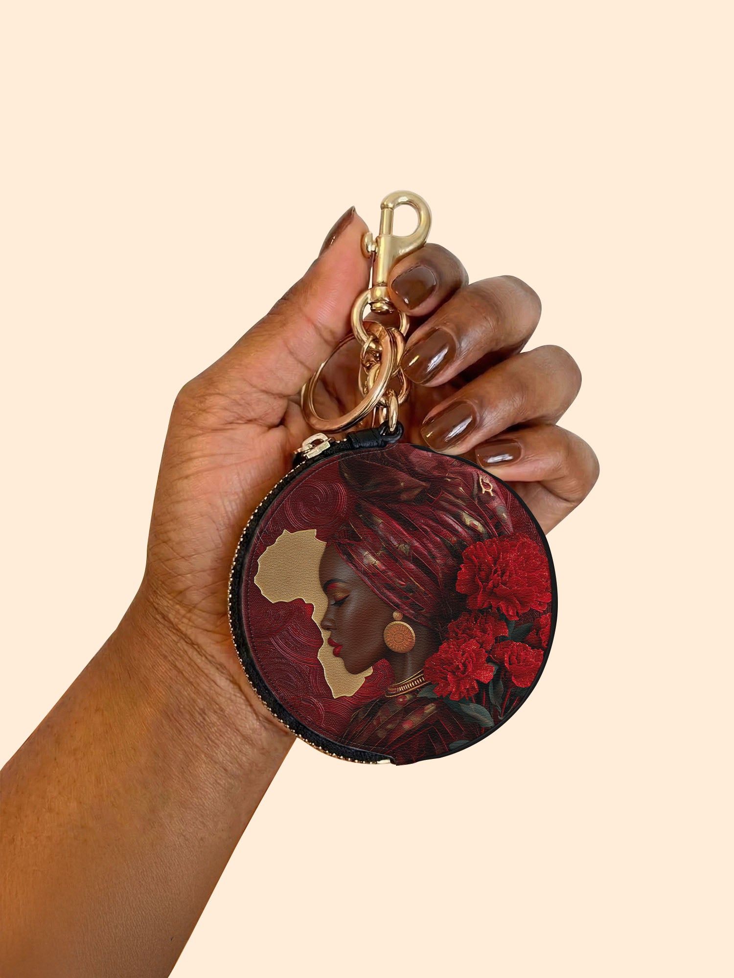 African Blaze Circular Coin Pouch Bag Charm QR0XD537