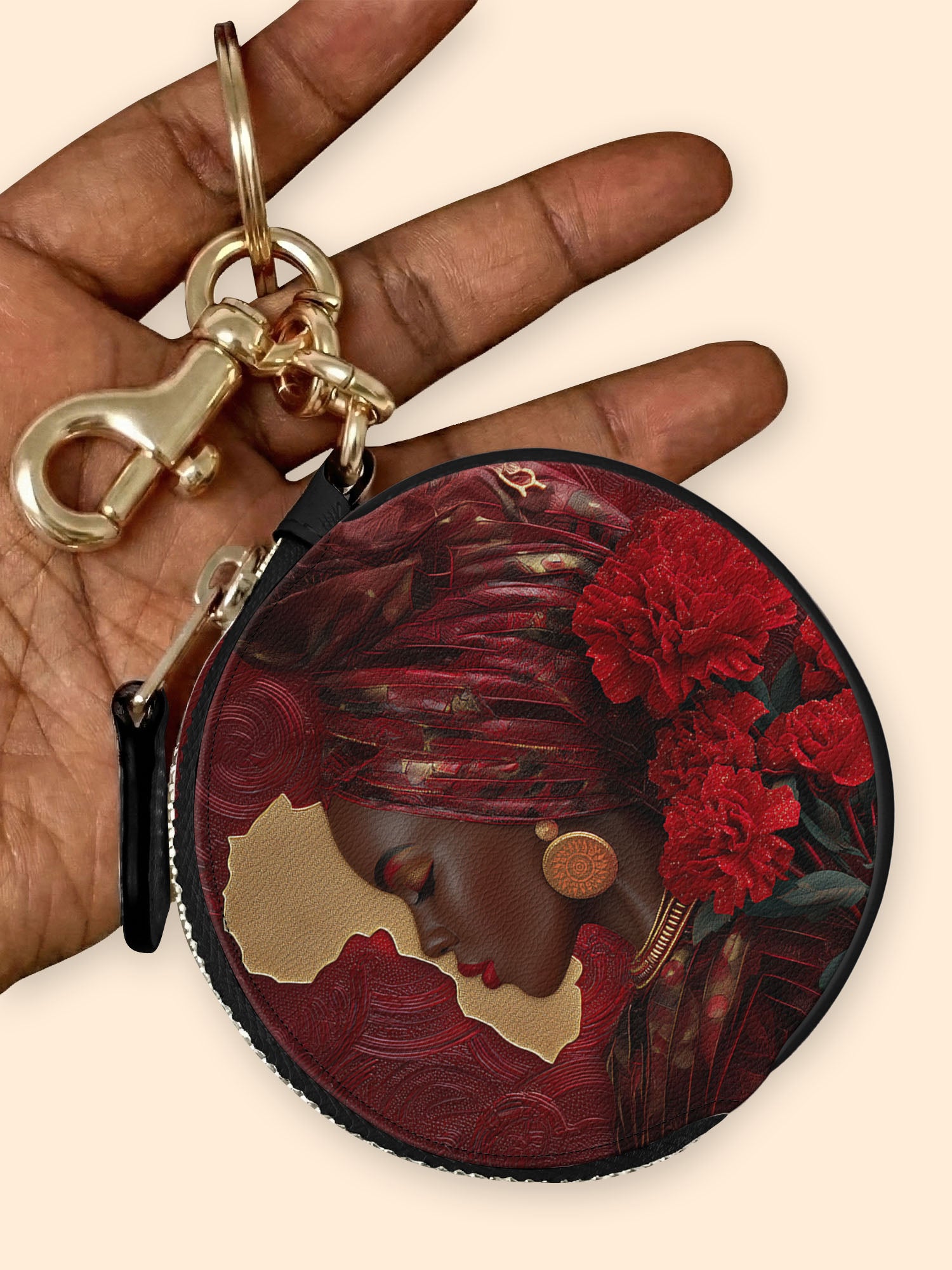 African Blaze Circular Coin Pouch Bag Charm QR0XD537