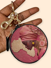 African Blossom Circular Coin Pouch Bag Charm QR0XD538