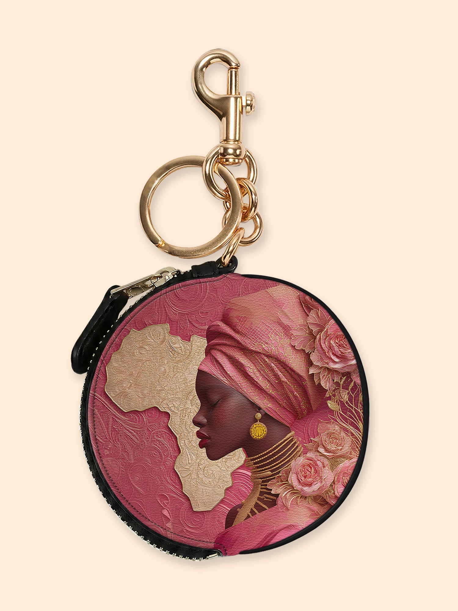 🎁 African Blossom Circular Coin Pouch Bag Charm QR0XD538 (100% off)
