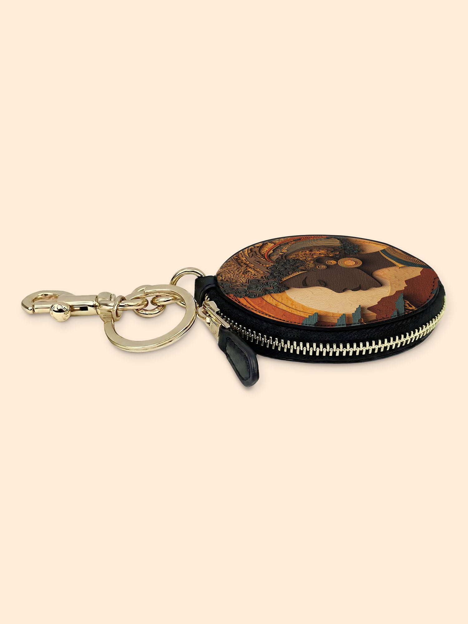 African Queen Essence Circular Coin Pouch Bag Charm QR0TD017
