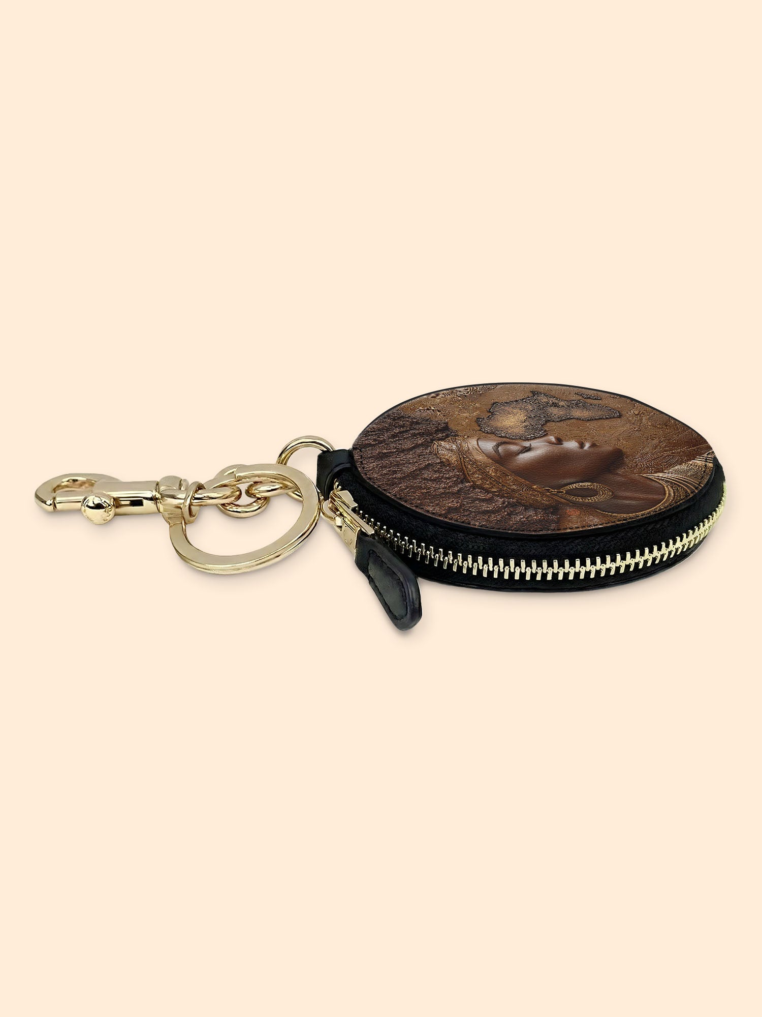 African Roots Circular Coin Pouch Bag Charm QR0TD157