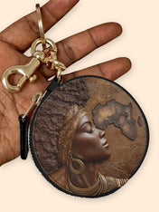African Roots Circular Coin Pouch Bag Charm QR0TD157