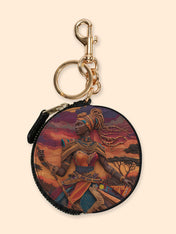 African Warrior Circular Coin Pouch Bag Charm QR0HH059