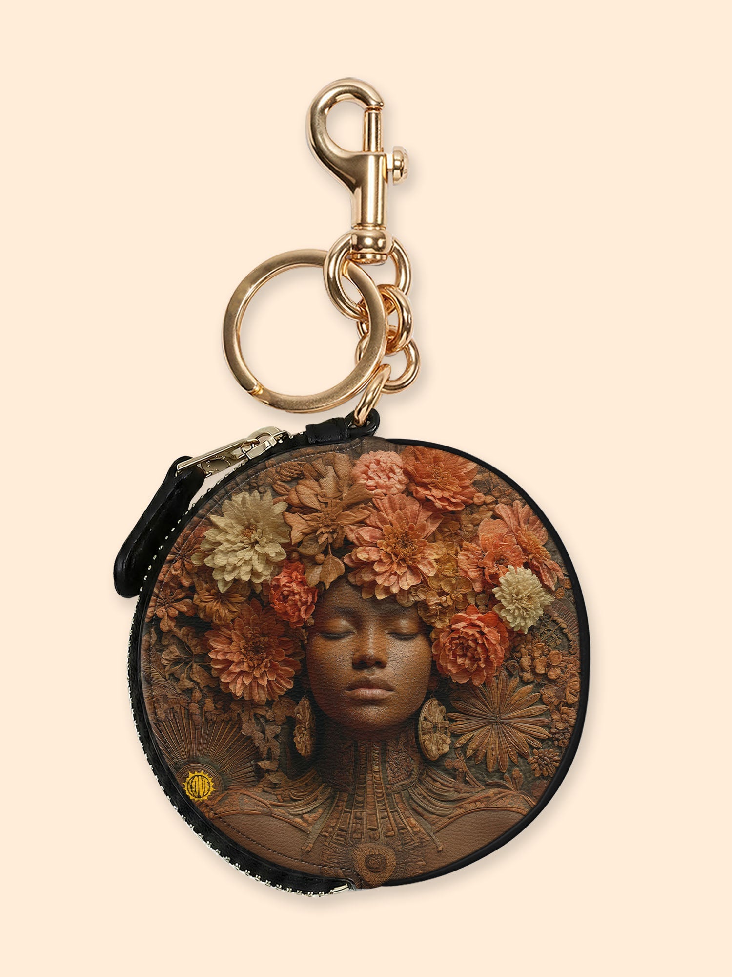 🎁 Afro Flora Circular Coin Pouch Bag Charm QR0TV027 (100% off)