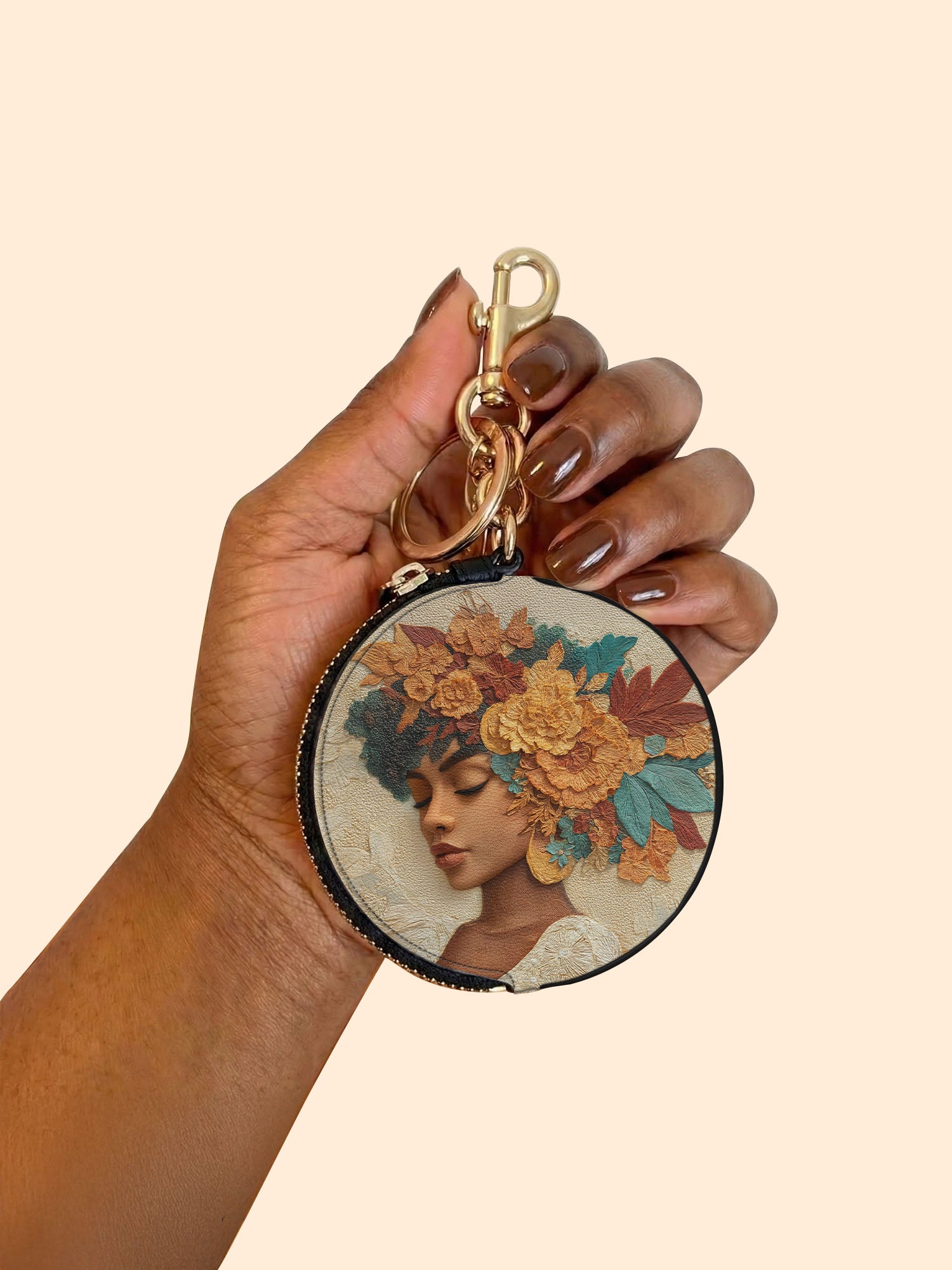 Autumn Radiance Circular Coin Pouch Bag Charm QR0HH074