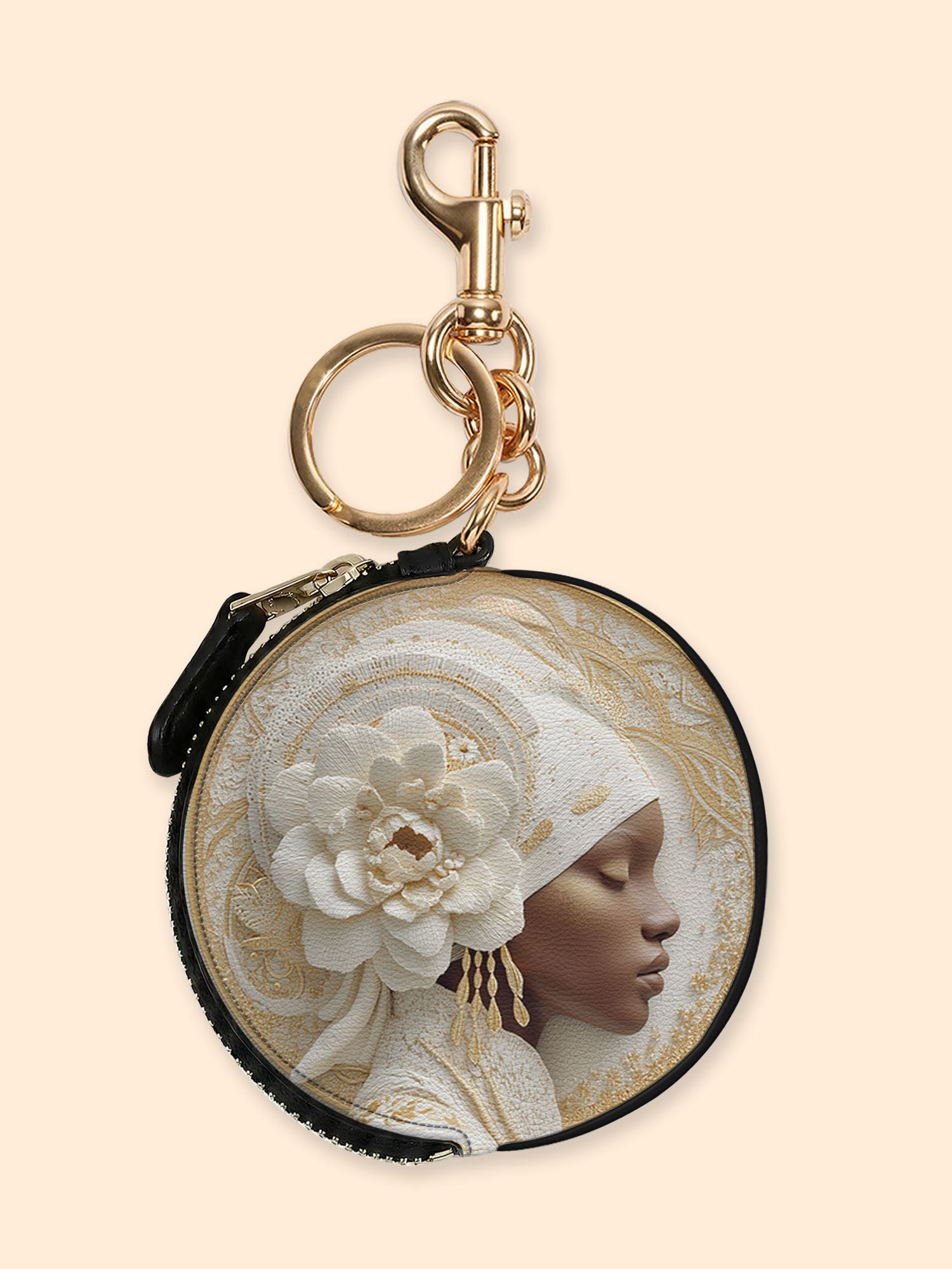 Blossom Goddess Circular Coin Pouch Bag Charm QR0TD319