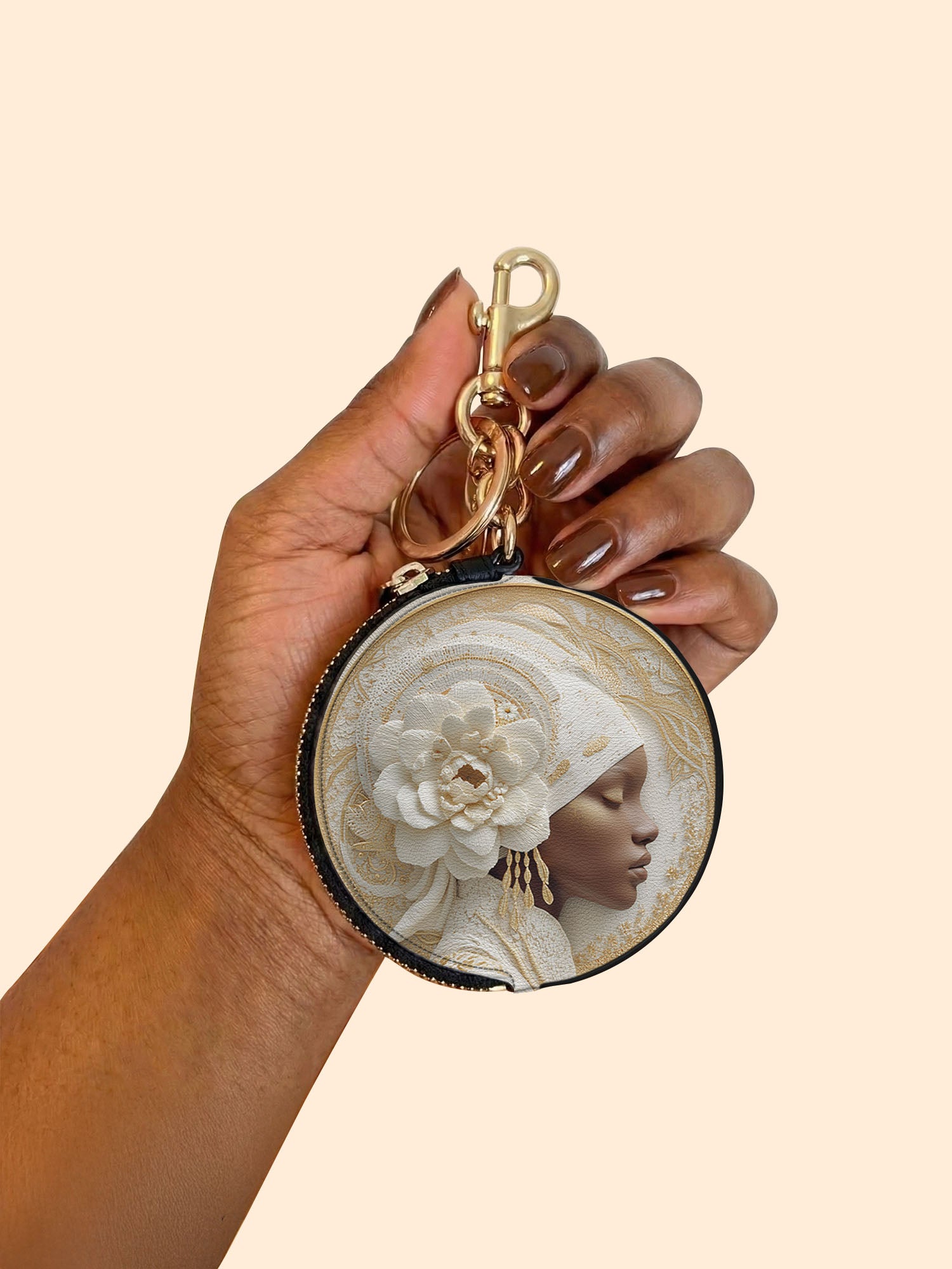 Blossom Goddess Circular Coin Pouch Bag Charm QR0TD319