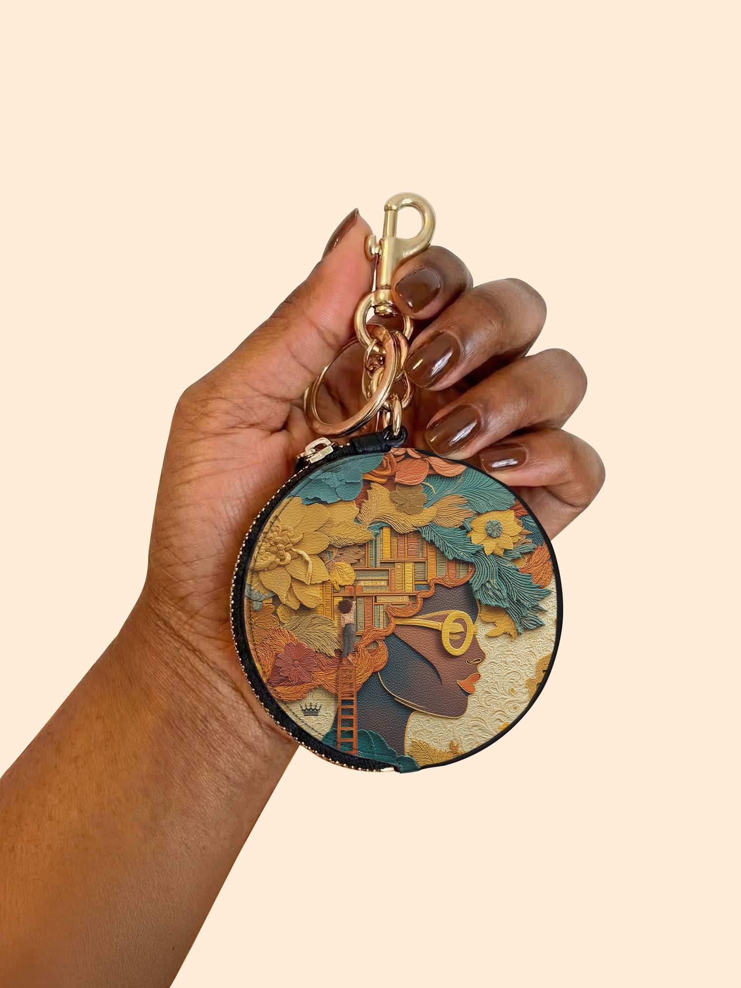 Bound by Knowledge Circular Coin Pouch Bag Charm QR0TD032