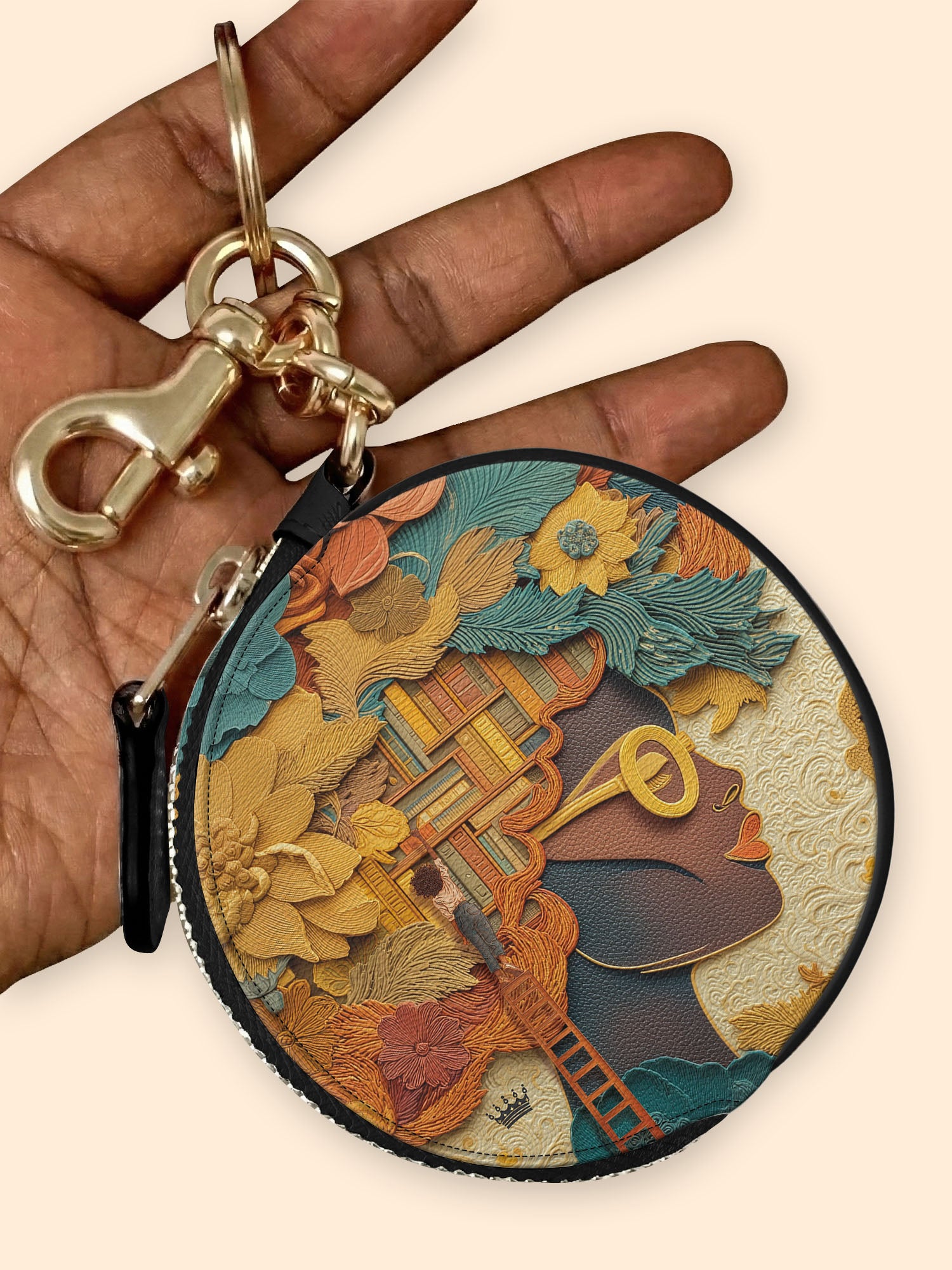 Bound by Knowledge Circular Coin Pouch Bag Charm QR0TD032