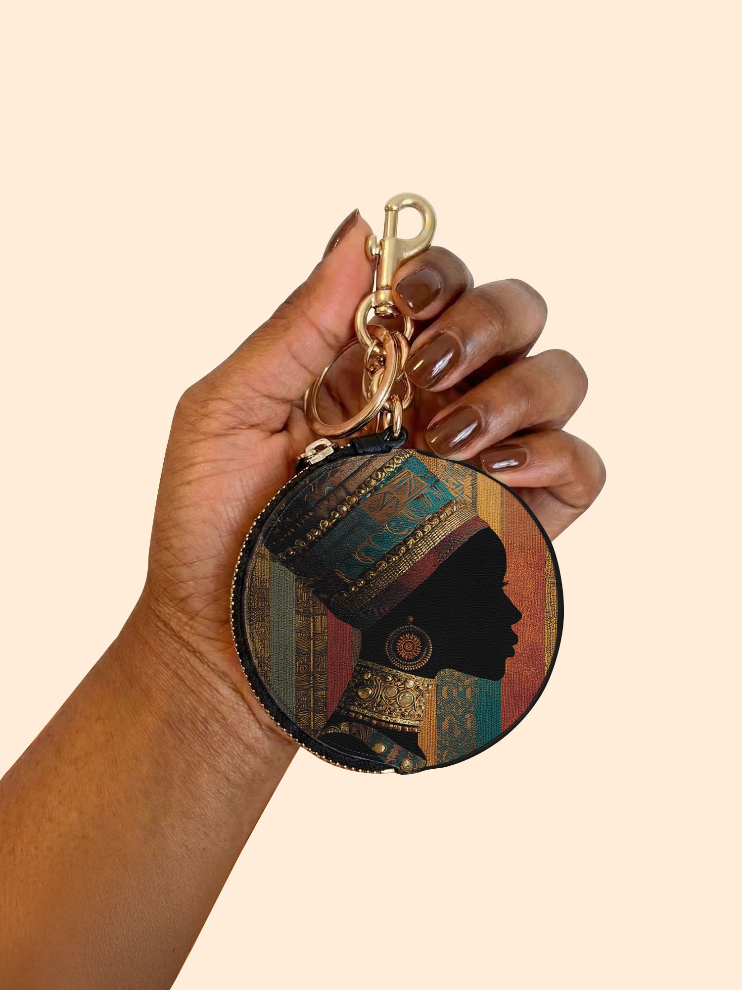 Brown Radiance Circular Coin Pouch Bag Charm QR0TV123