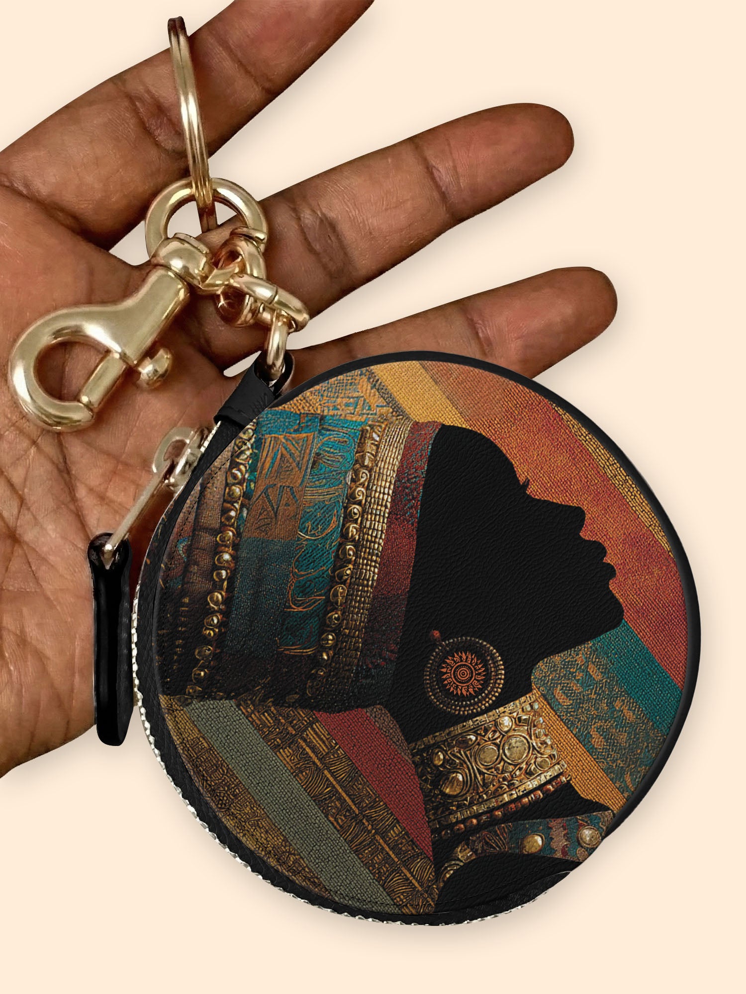 Brown Radiance Circular Coin Pouch Bag Charm QR0TV123