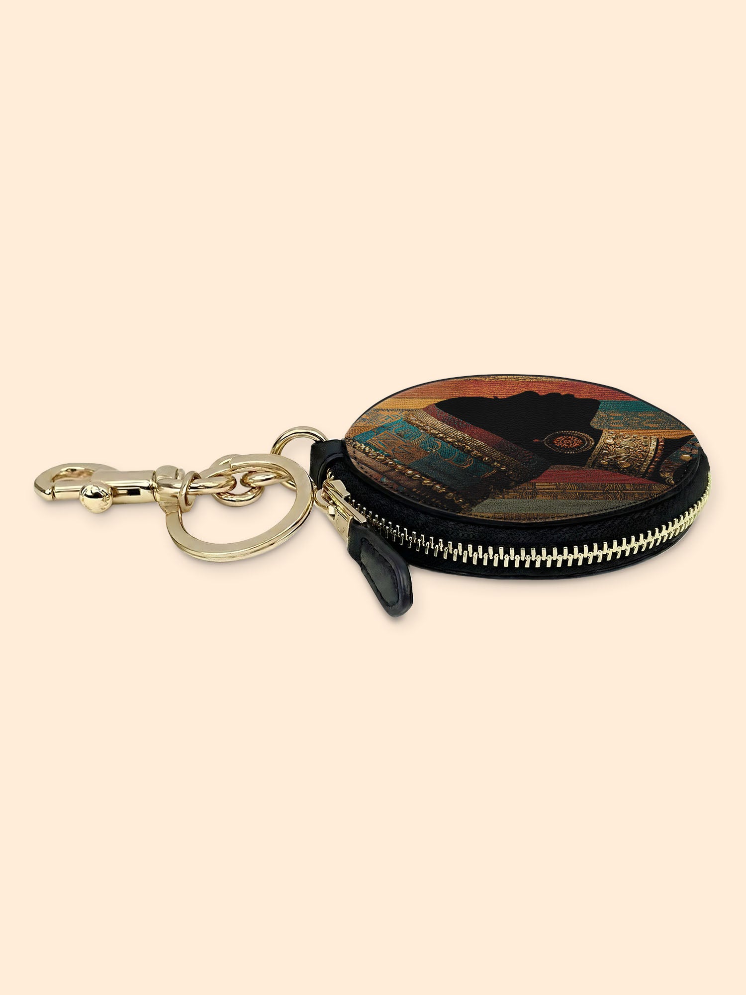 Brown Radiance Circular Coin Pouch Bag Charm QR0TV123