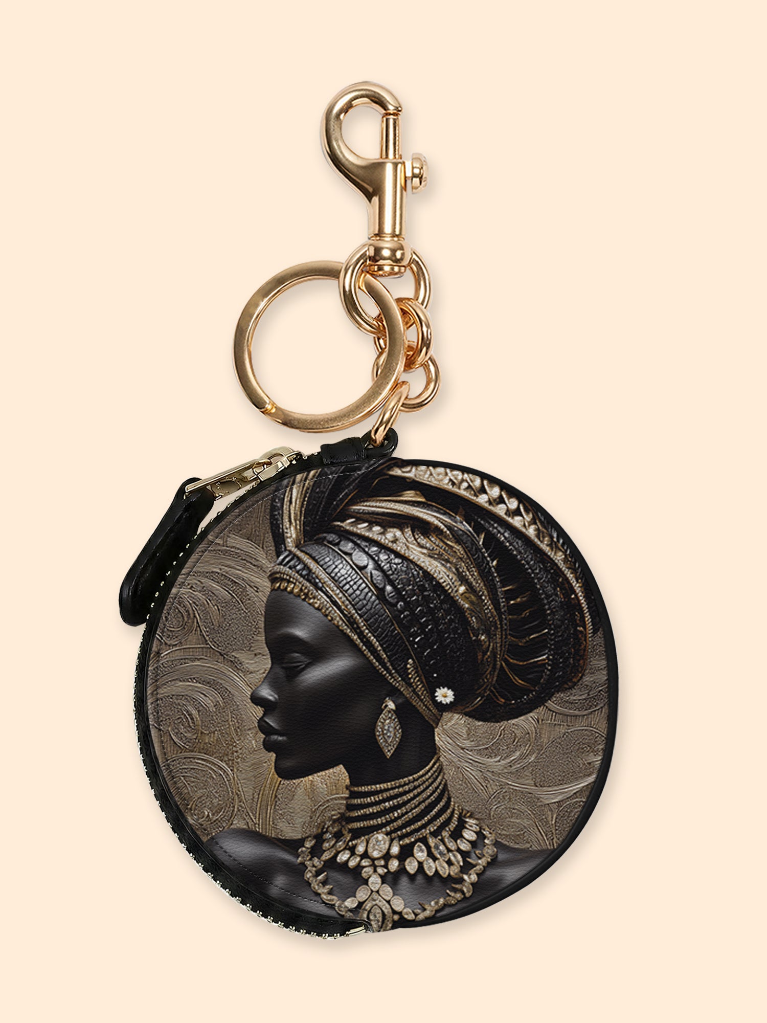 Althea Gold Circular Coin Pouch Bag Charm QR0XD567