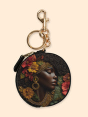 Floral Grace Circular Coin Pouch Bag Charm QR0XD184