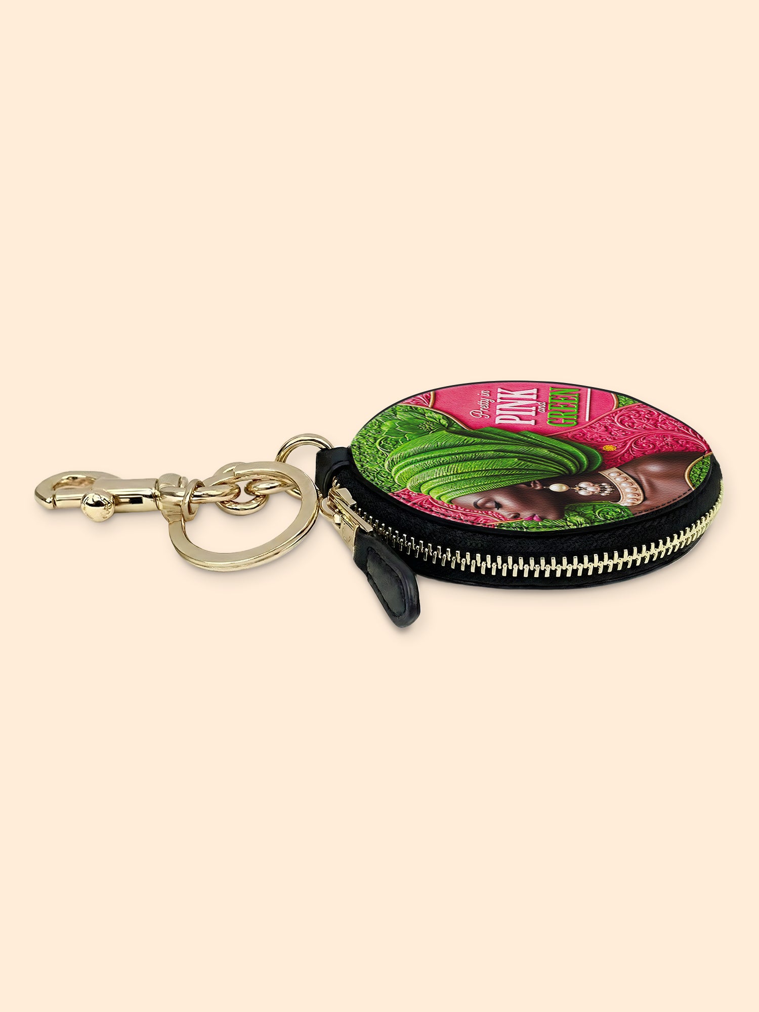 Divine Green Circular Coin Pouch Bag Charm QR0TD705