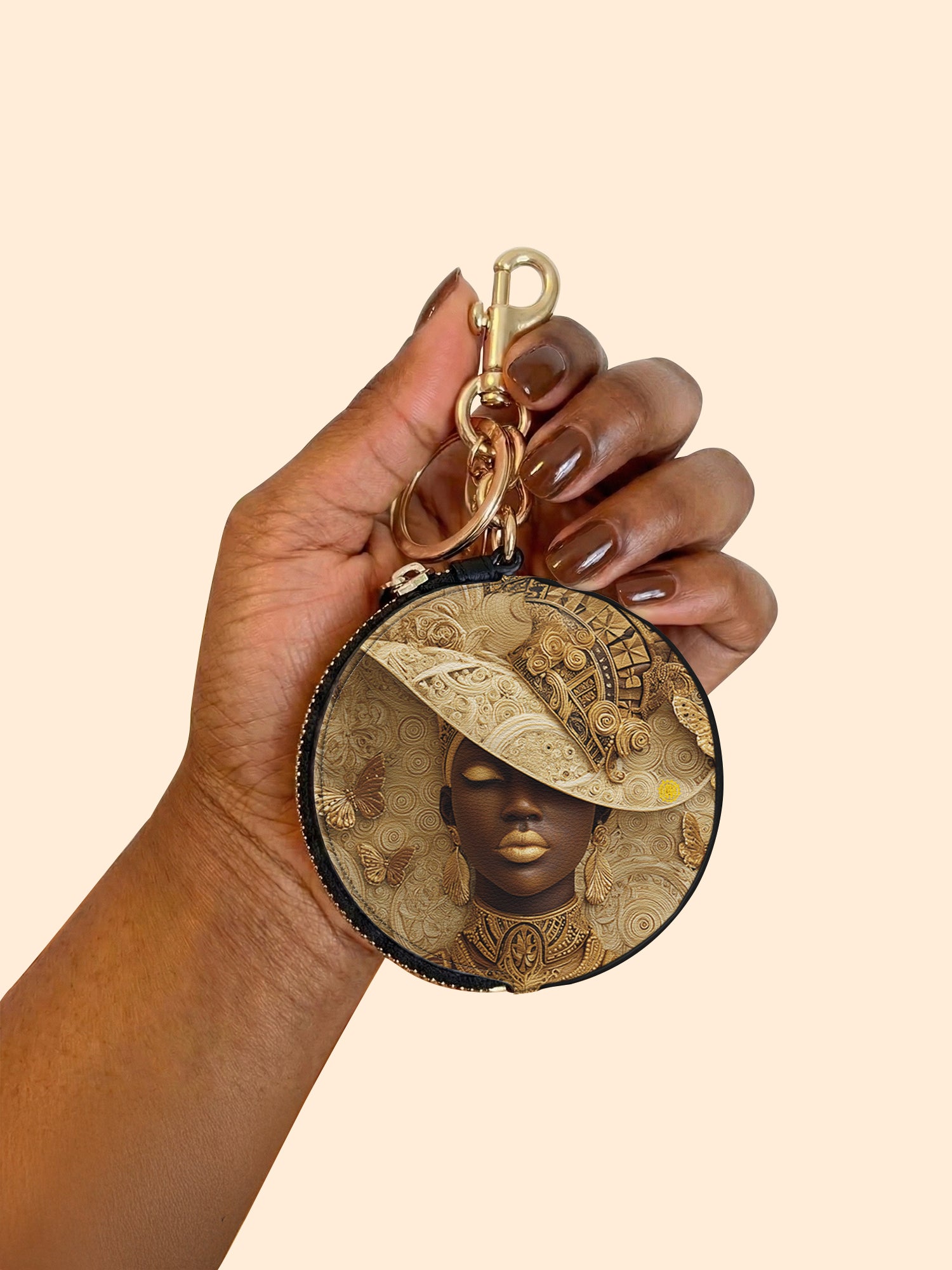 Royal Praise Circular Coin Pouch Bag Charm QR0XD685