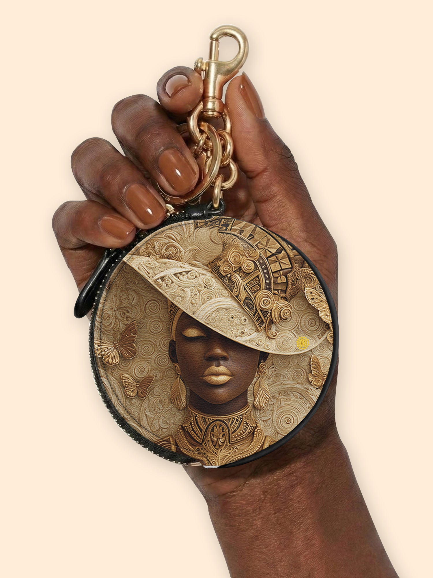 Royal Praise Circular Coin Pouch Bag Charm QR0XD685