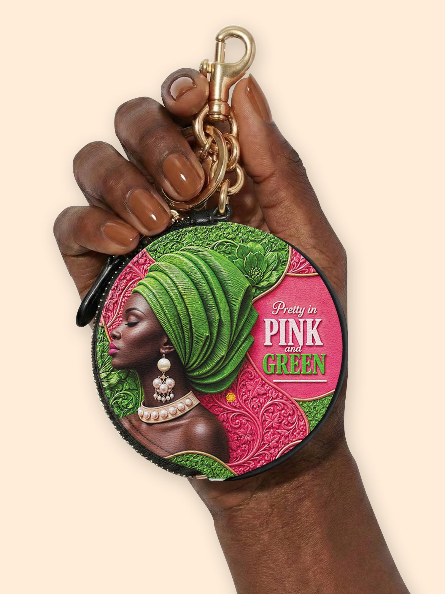 Divine Green Circular Coin Pouch Bag Charm QR0TD705