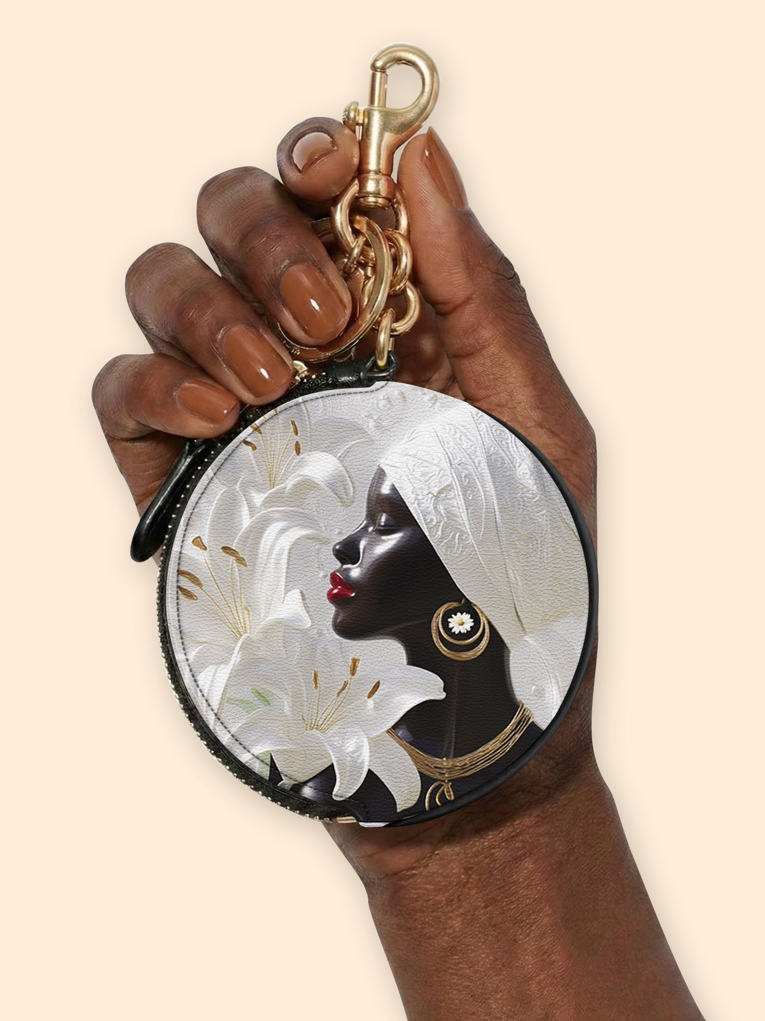African Aureole Circular Coin Pouch Bag Charm QR0XD532