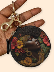 Floral Grace Circular Coin Pouch Bag Charm QR0XD184