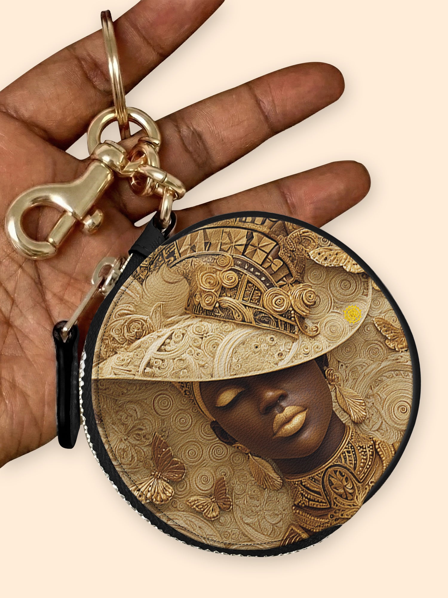 Royal Praise Circular Coin Pouch Bag Charm QR0XD685