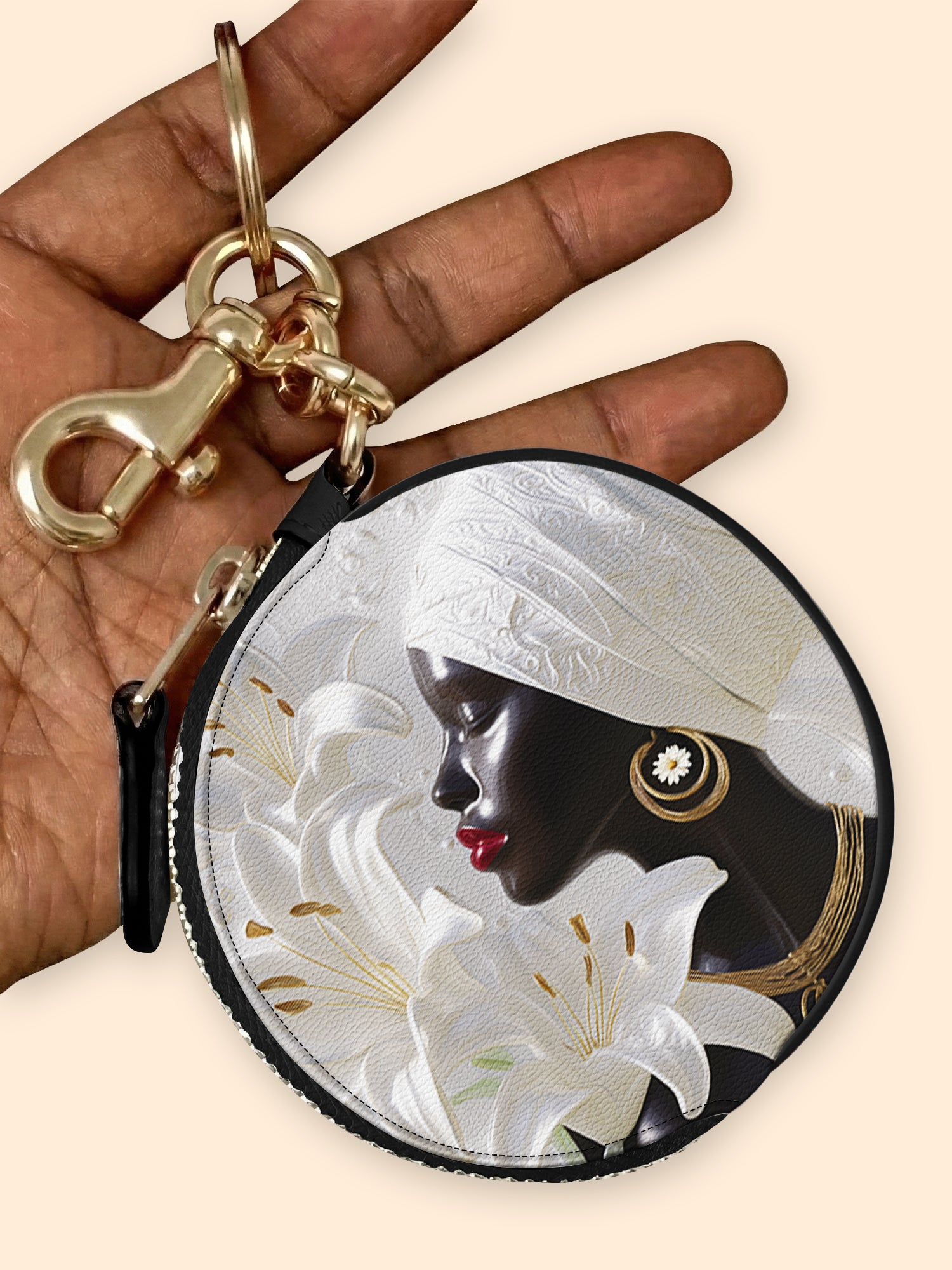 African Aureole Circular Coin Pouch Bag Charm QR0XD532