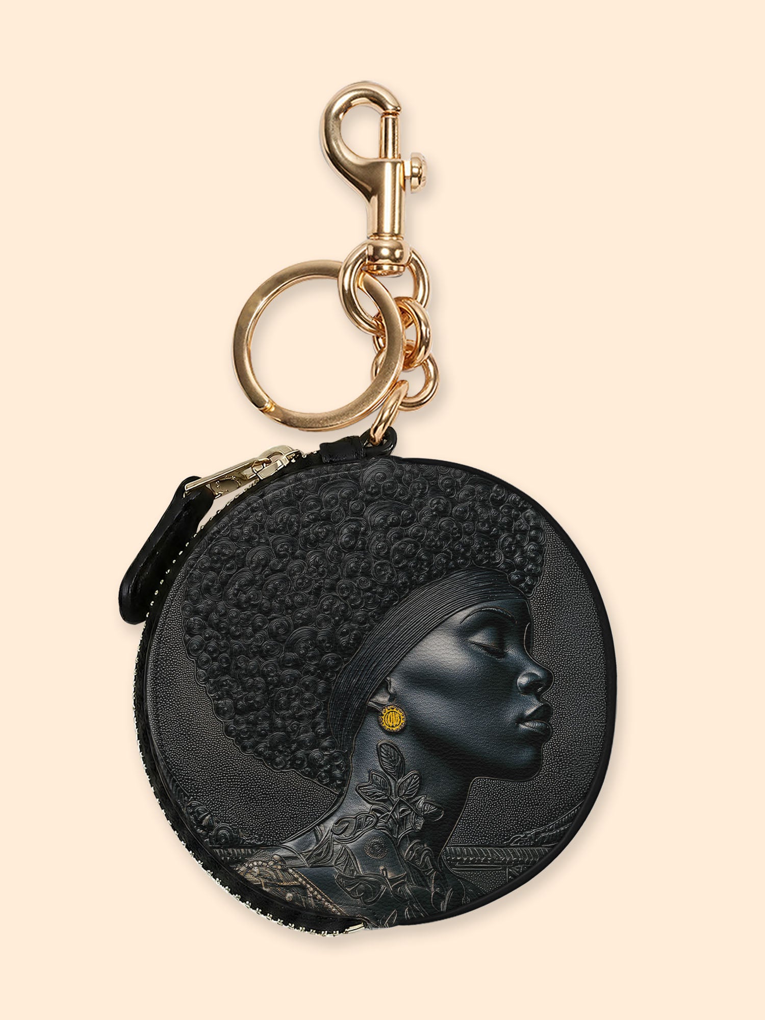 Crowned In Onyx Circular Coin Pouch Bag Charm QR0XD119