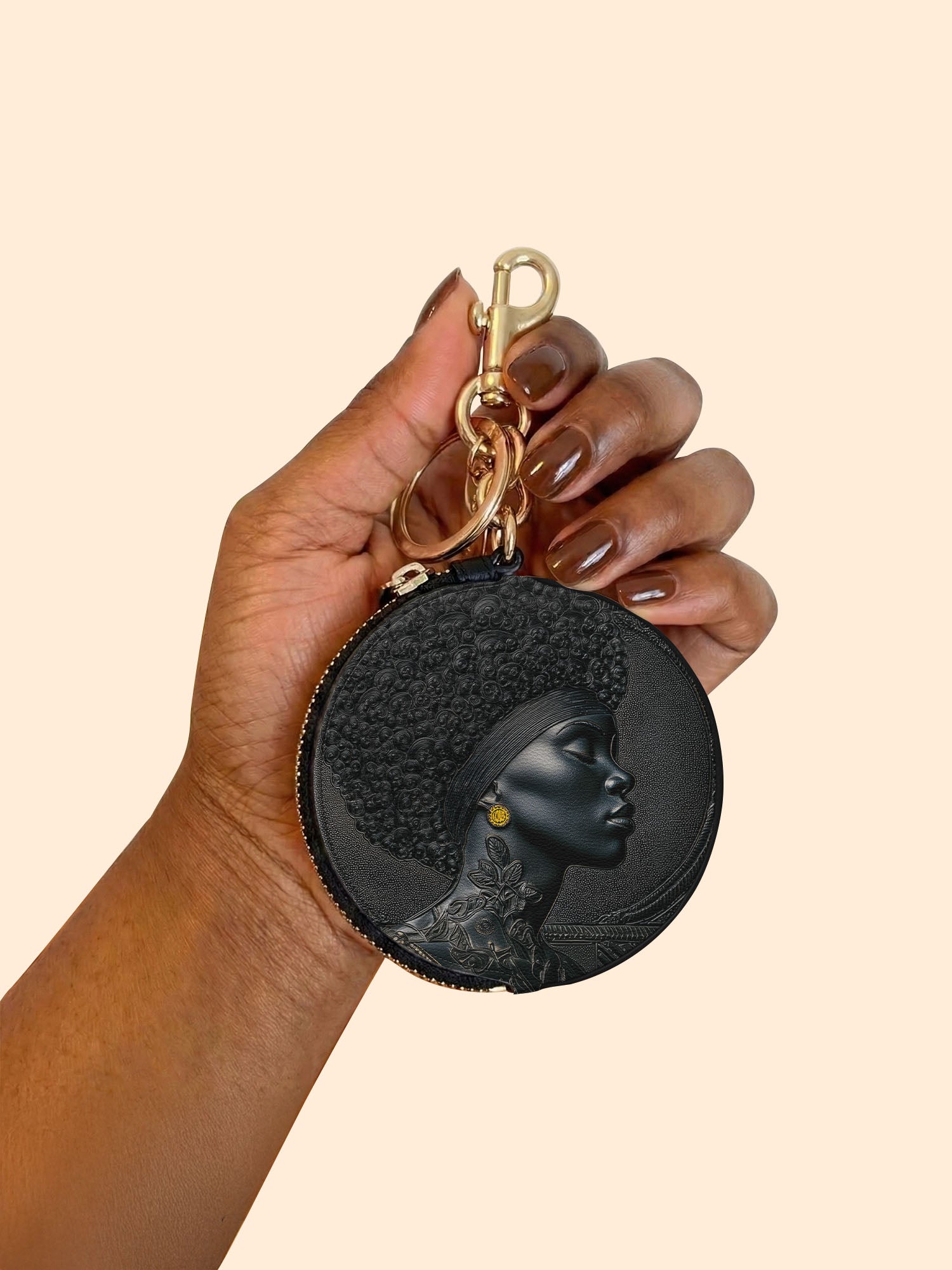 Crowned In Onyx Circular Coin Pouch Bag Charm QR0XD119