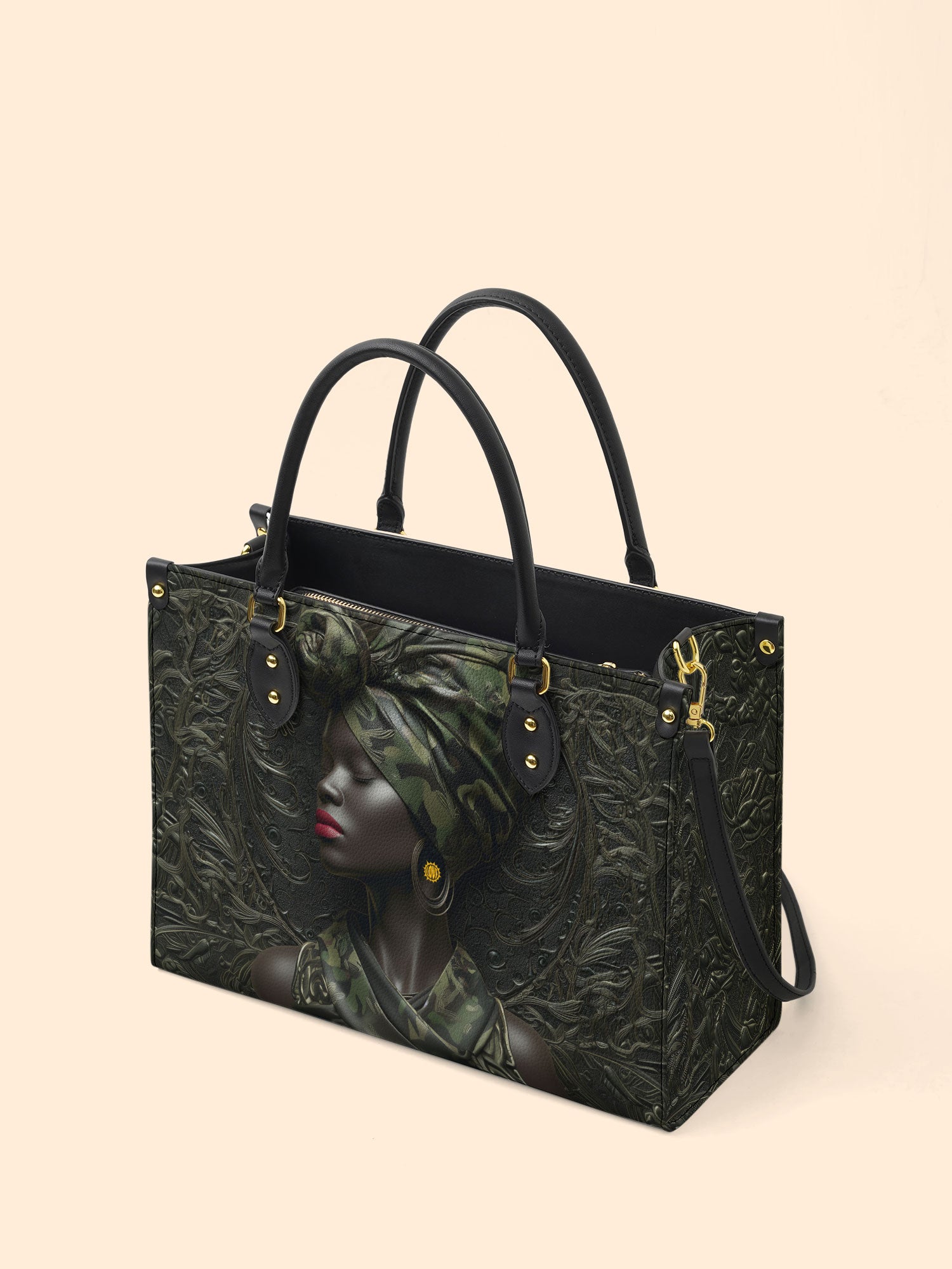 Obsidian Grace Premium Leather Handbag QR0XD972