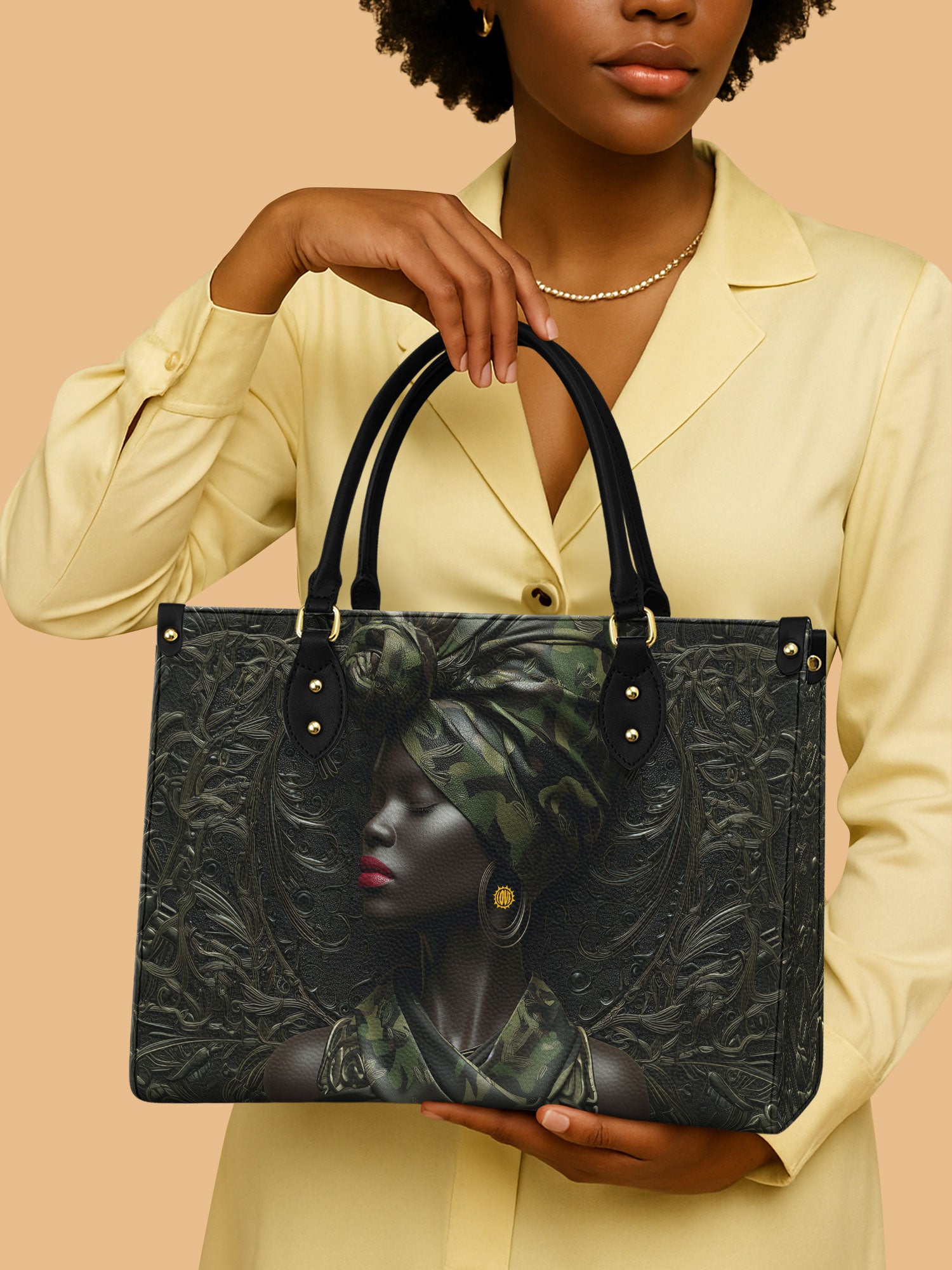 Obsidian Grace Premium Leather Handbag QR0XD972