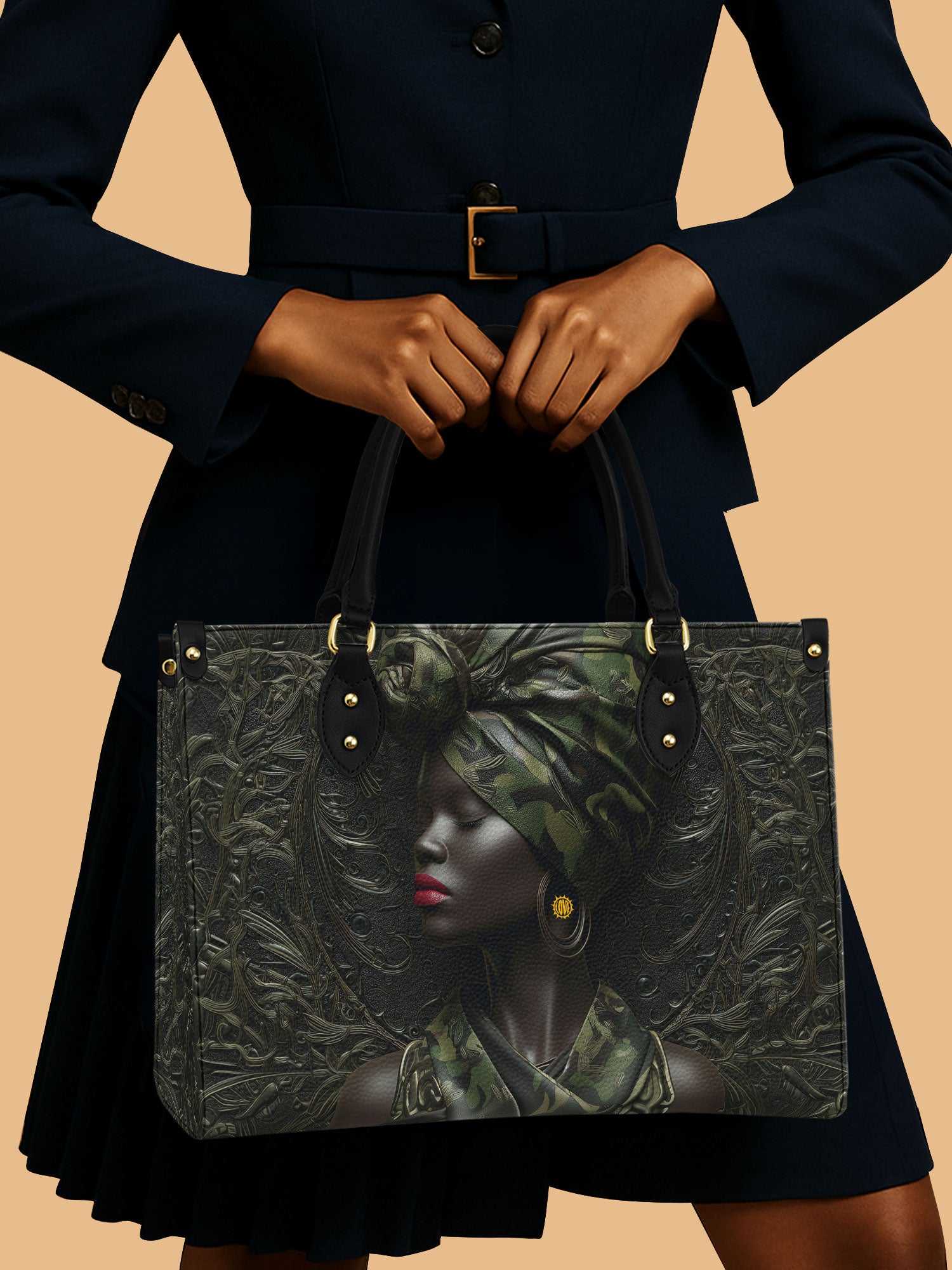 Obsidian Grace Premium Leather Handbag QR0XD972