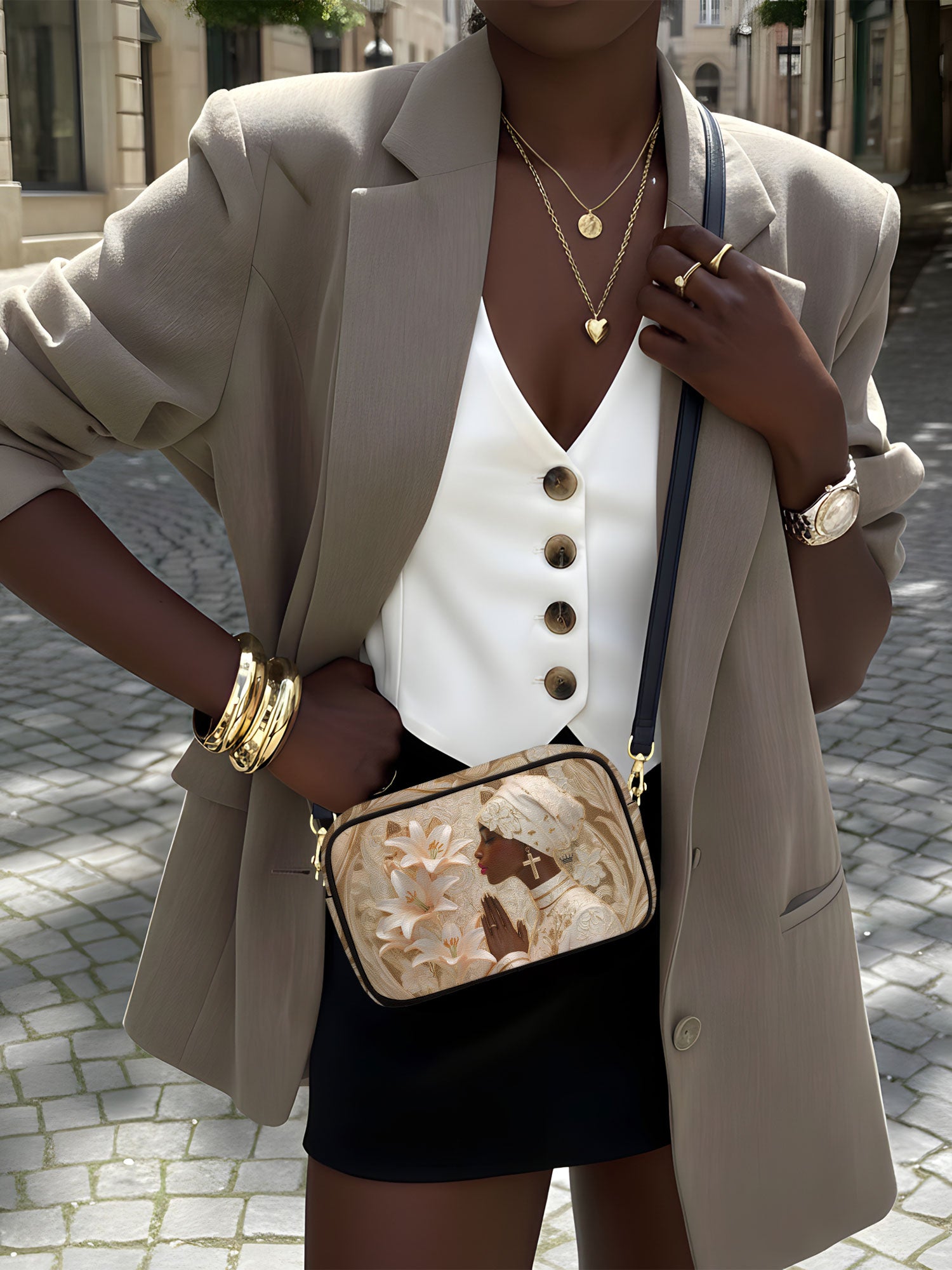 Divine Melanin Boxy Crossbody Bag QR0TD553